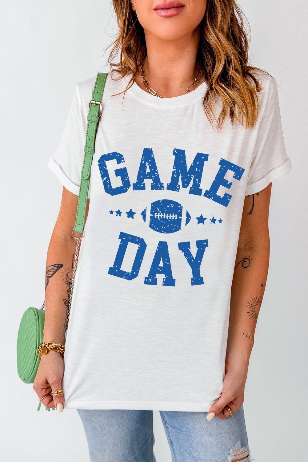 GAME DAY Football Graphic Crewneck T Shirt