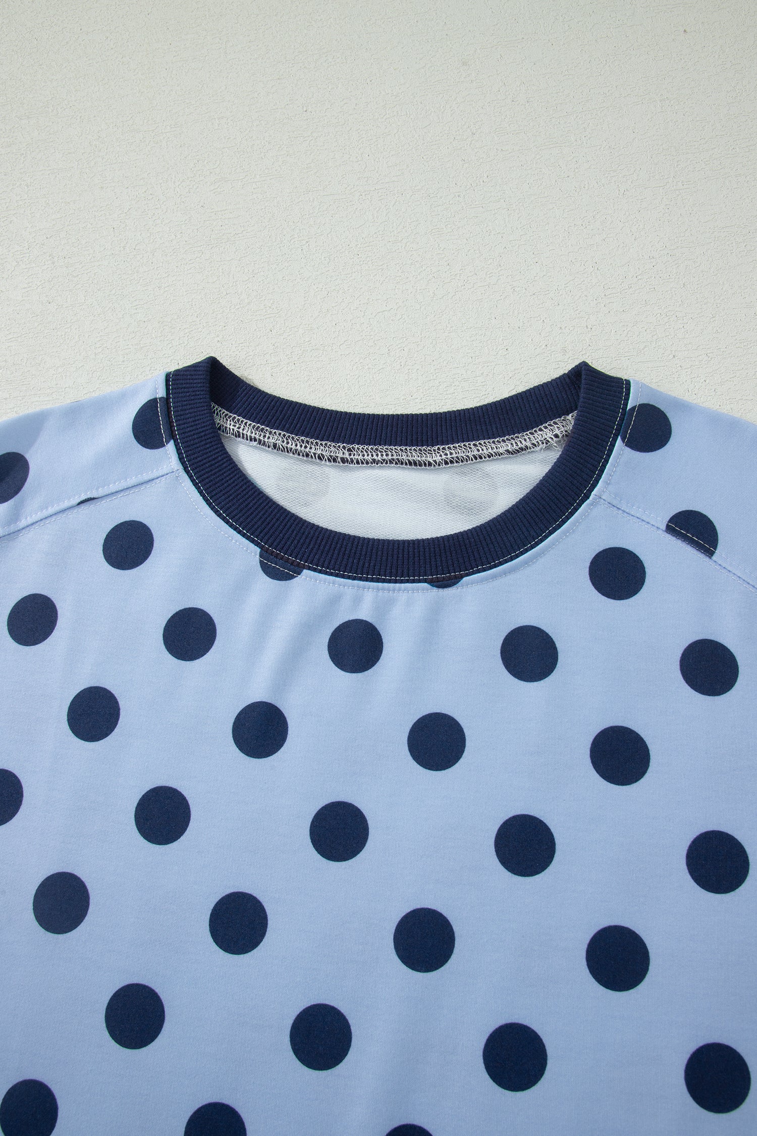 Pink Color Block Trim Polka Dot Casual Tee