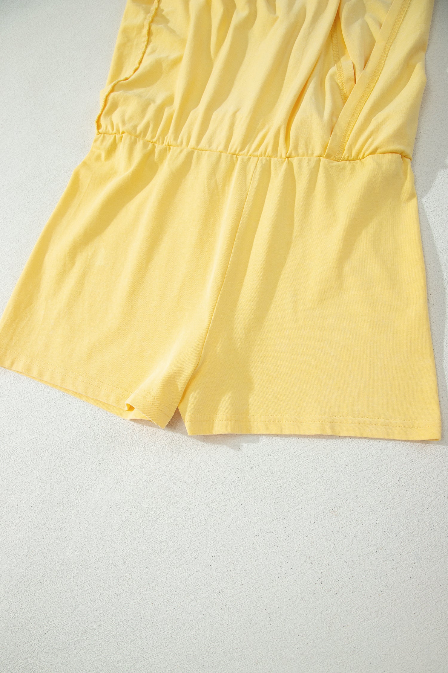 Yellow Cream 2 Pieces Mineral Wash Cotton Tank Top Lined Split Skort Set