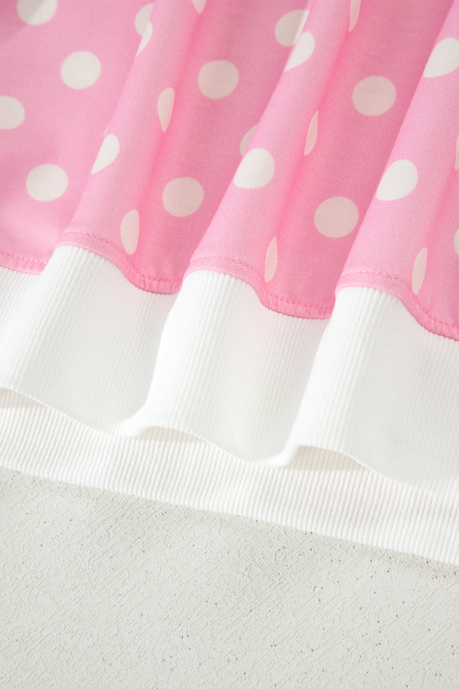 Green Polka Dot Print Color Block Trim Mock Neck Short Set