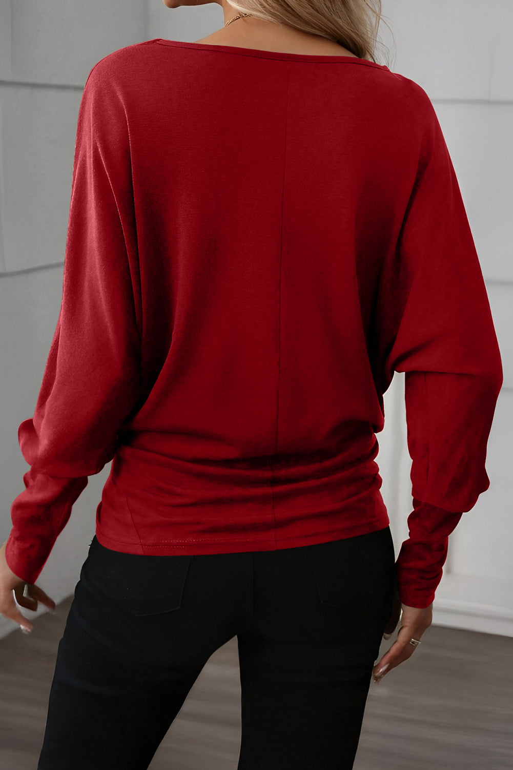 Light Grey Solid Color Extended Cuffs Long Sleeve Top
