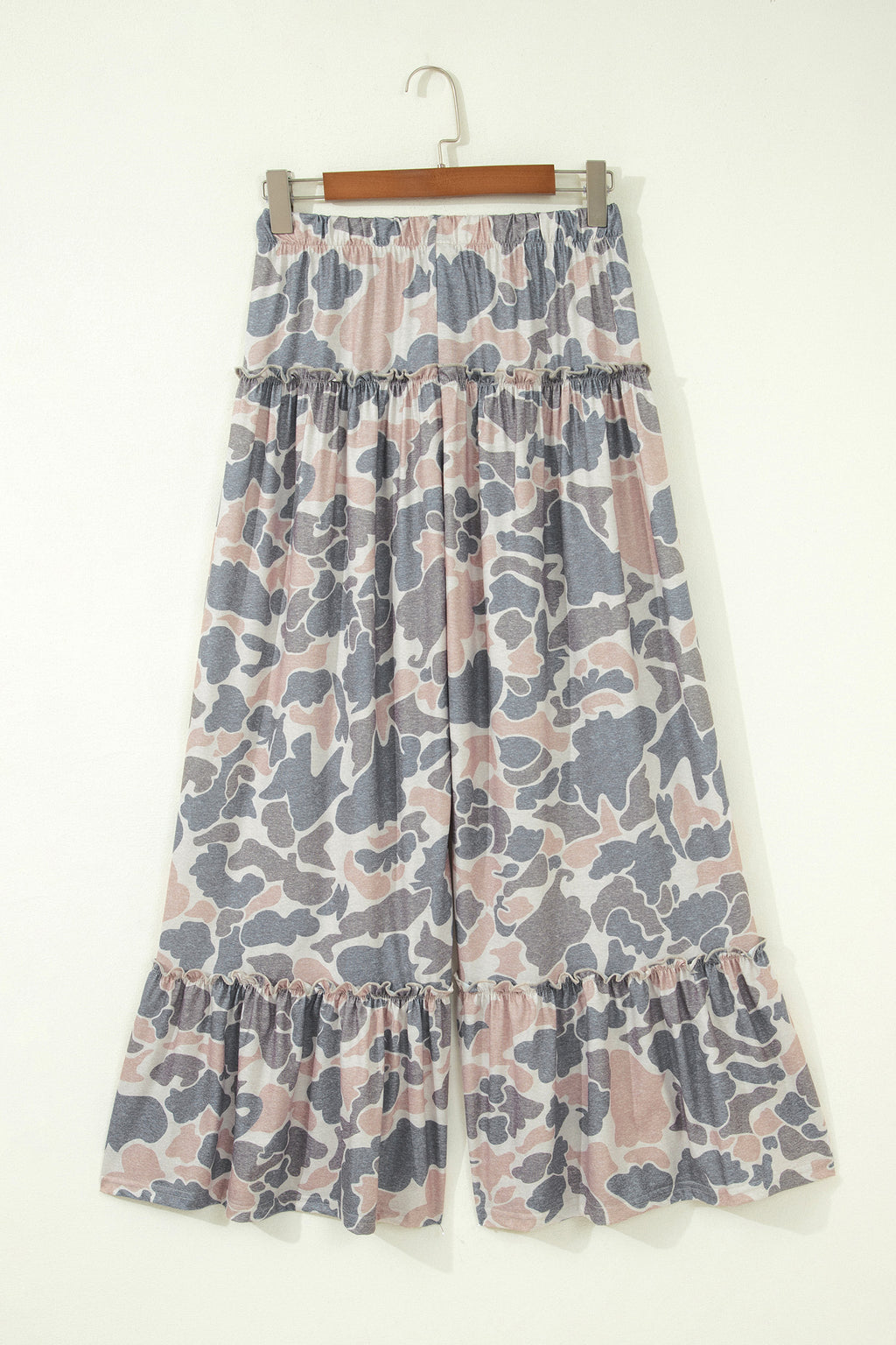 Multicolour Camo Print Wide Leg Casual Pants