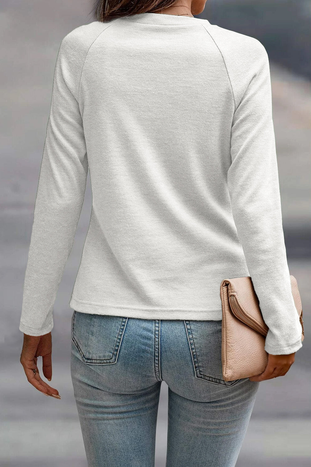 Laurel Green Solid Color Seam Detail Raglan Long Sleeve Top