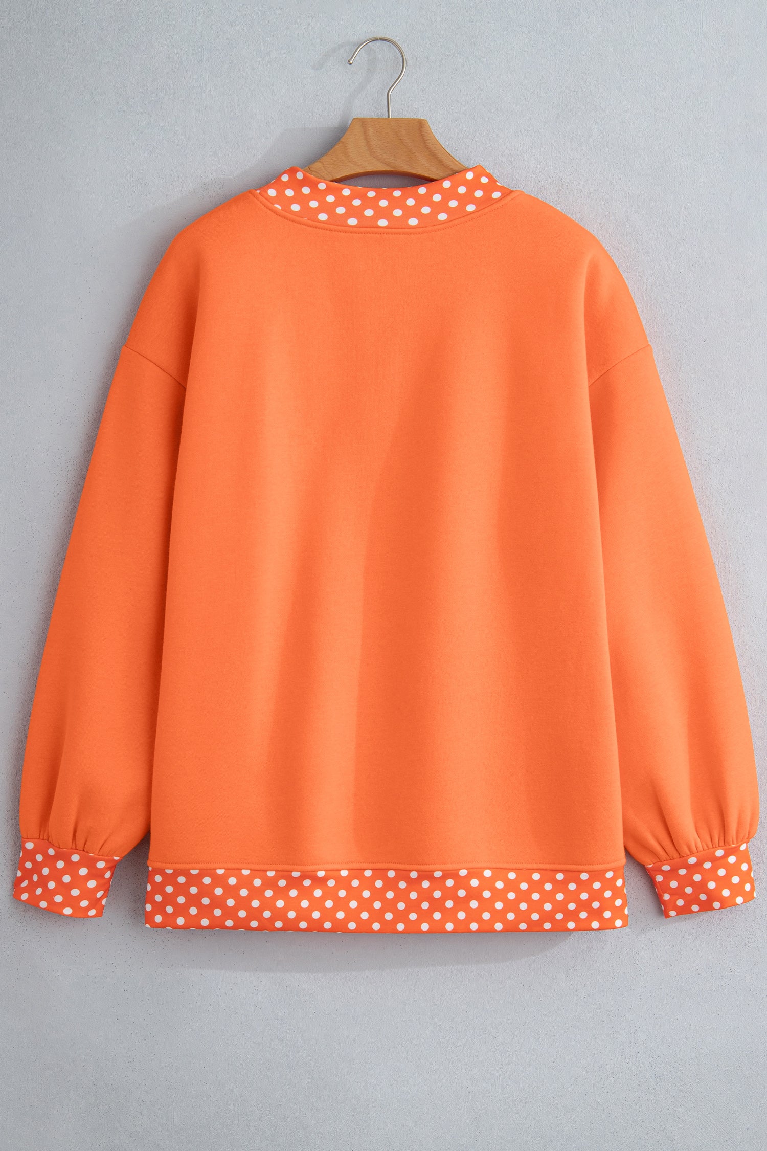 Dark Green Colorblock Polka Dot Contrast Trim Oversized Sweatshirt