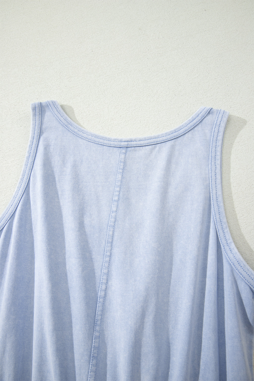 Ashleigh Blue Mineral Wash U Neck Elastic Waist Sleeveless Mini Dress