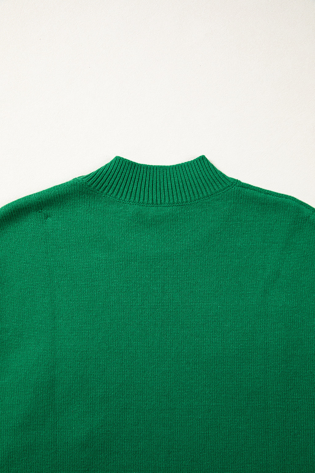White Corded Horseshoes Ribbed Trim Mock Neck Short Sleeve Sweater