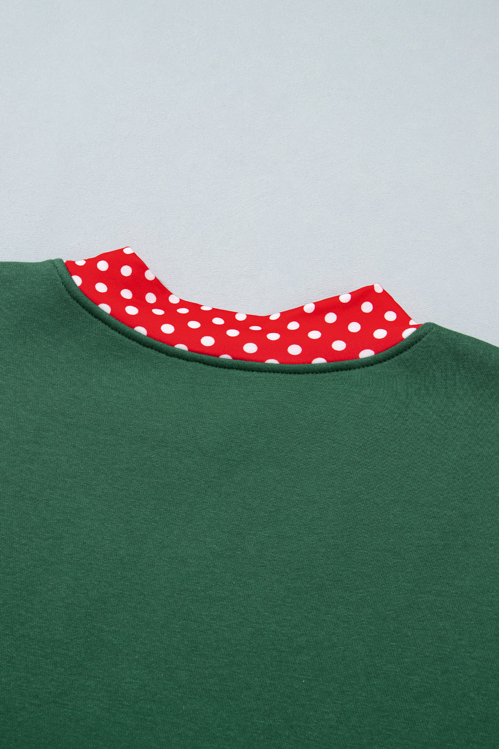 Dark Green Colorblock Polka Dot Contrast Trim Oversized Sweatshirt