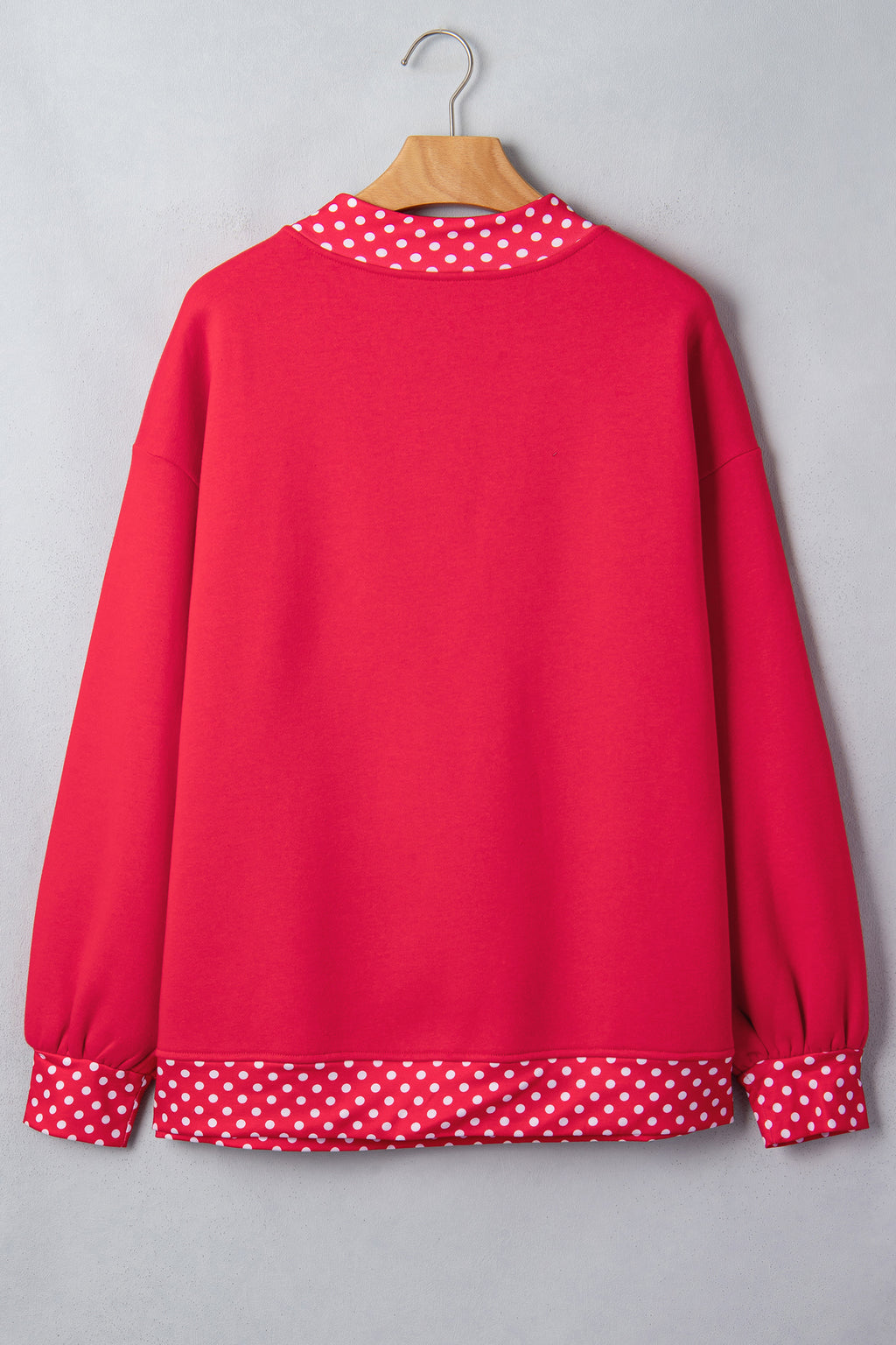 Dark Green Colorblock Polka Dot Contrast Trim Oversized Sweatshirt