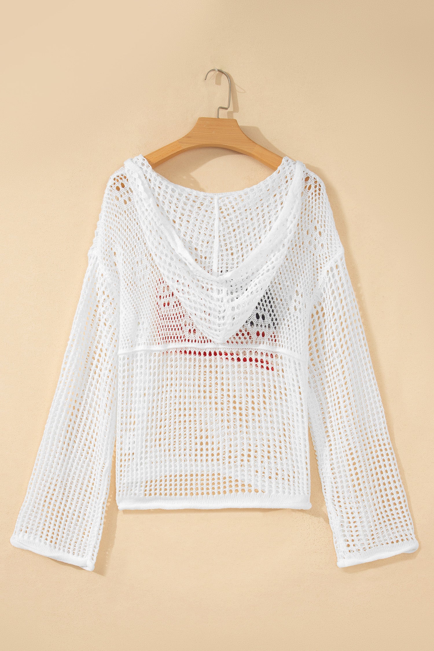 Beau Blue Hollow Out Crochet Knit American Flag Patched Sweater Hoodie