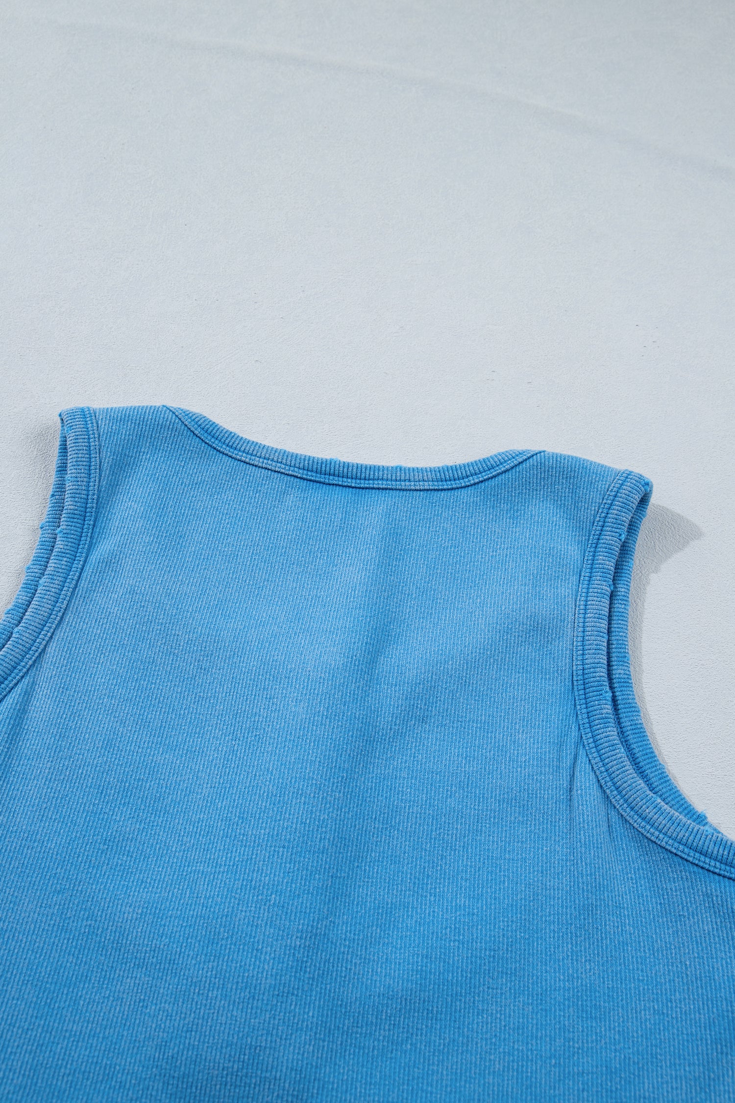 Bright Pink Vintage Distressed Ribbed Mineral Wash Tank Top