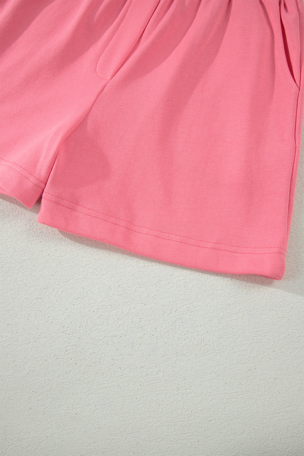 Sky Blue Half Zipped Ruffled Short Set