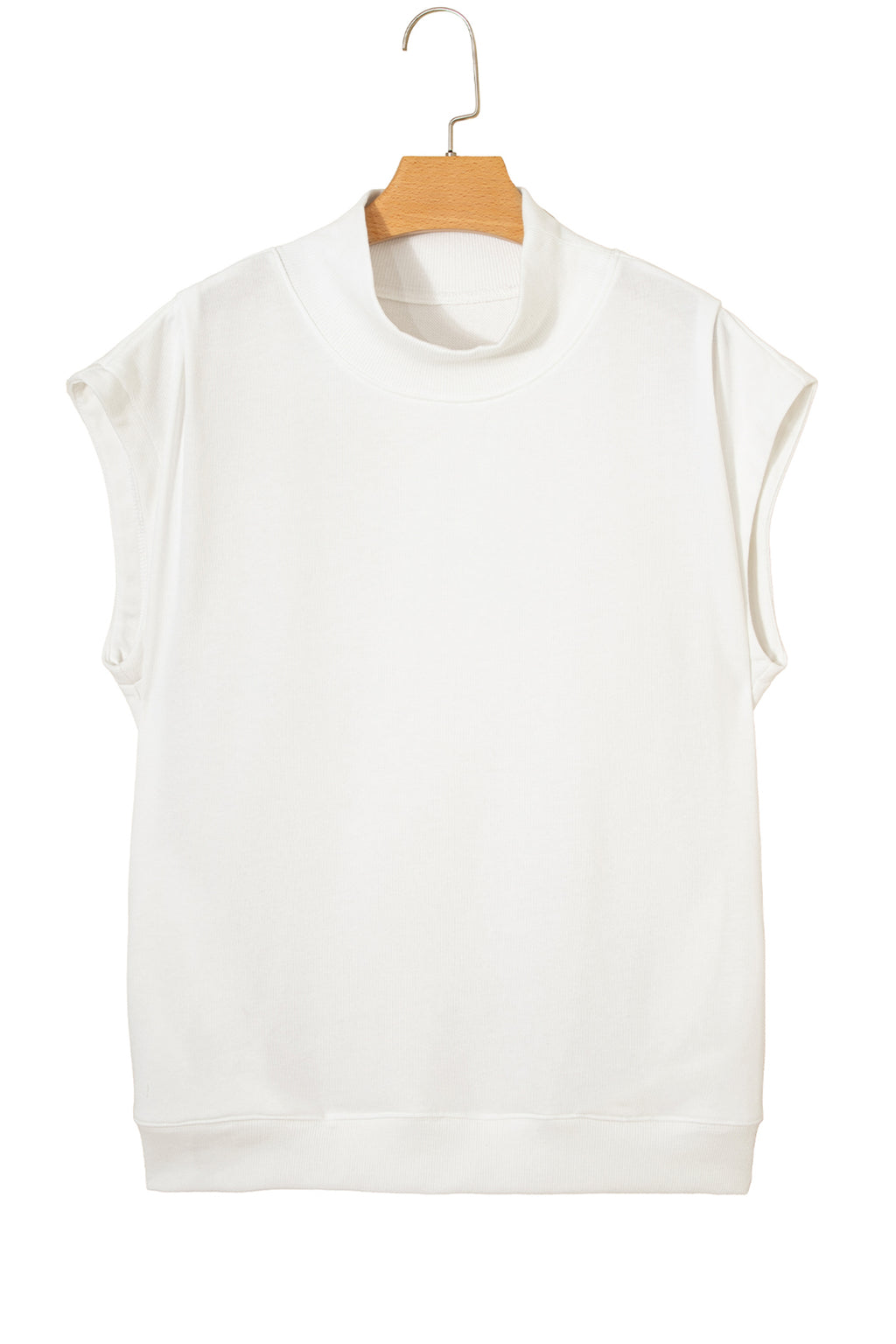 Orange Solid Color High Neck Cap Sleeve Loose Top