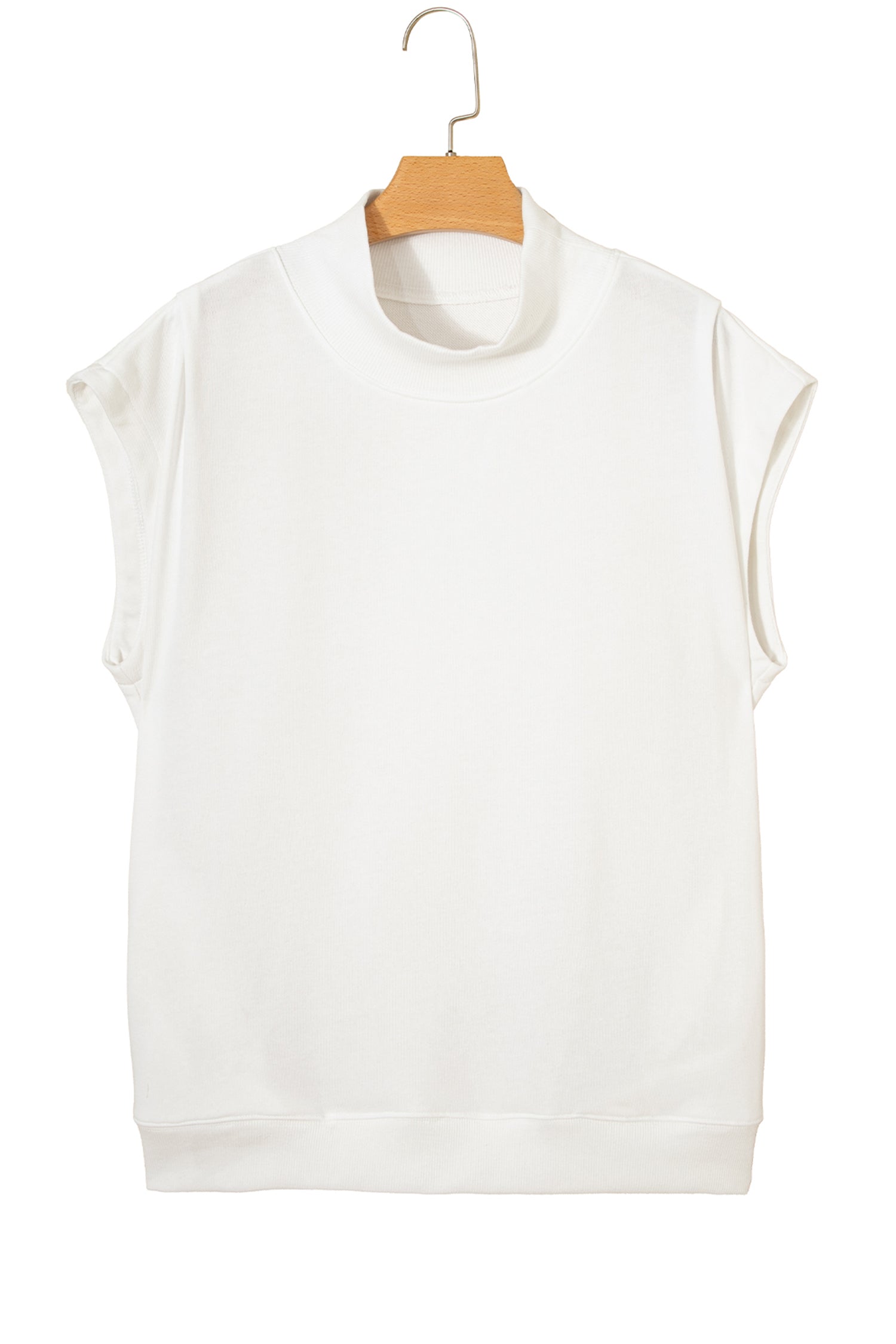 Orange Solid Color High Neck Cap Sleeve Loose Top