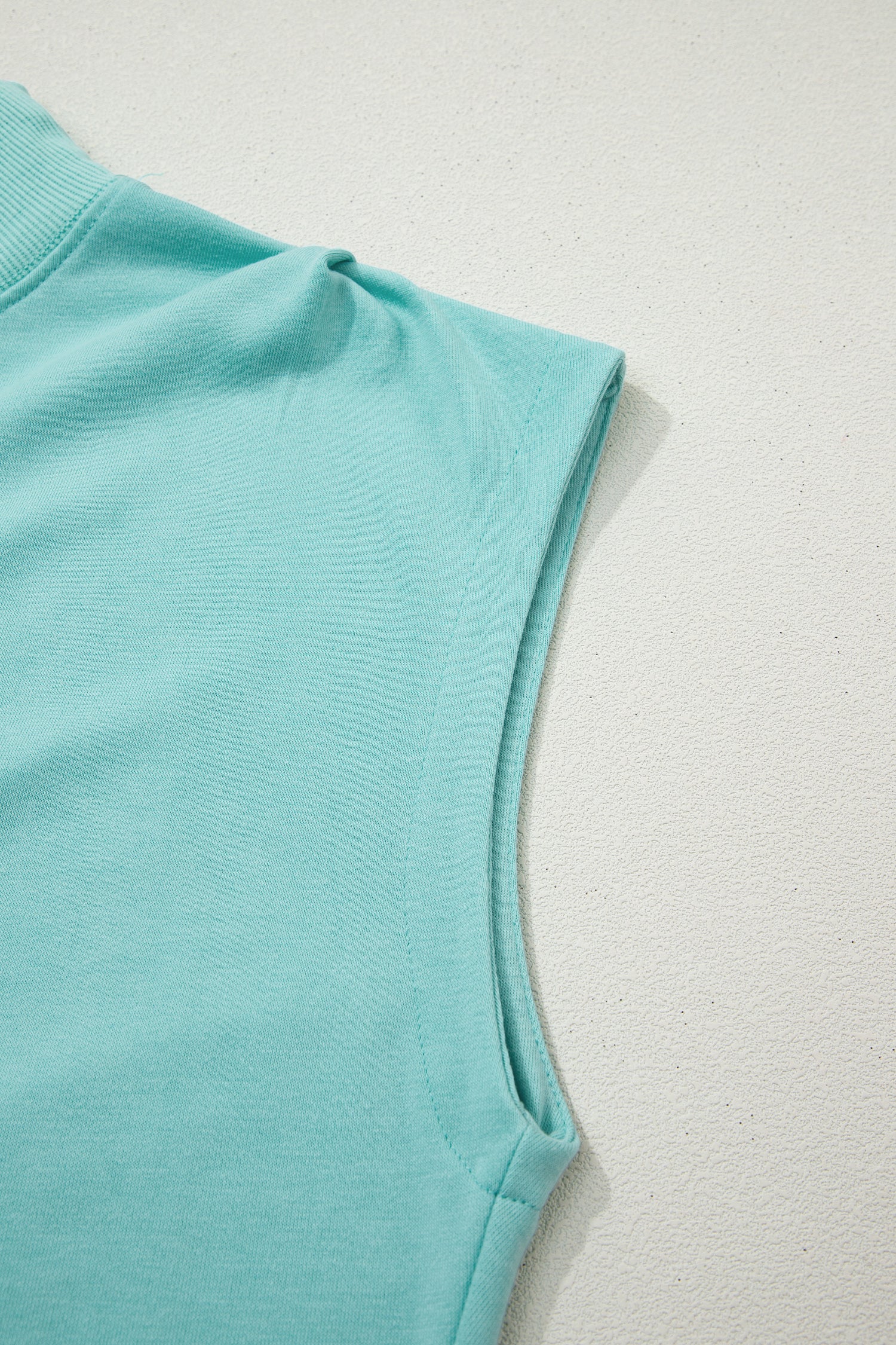 Orange Solid Color High Neck Cap Sleeve Loose Top