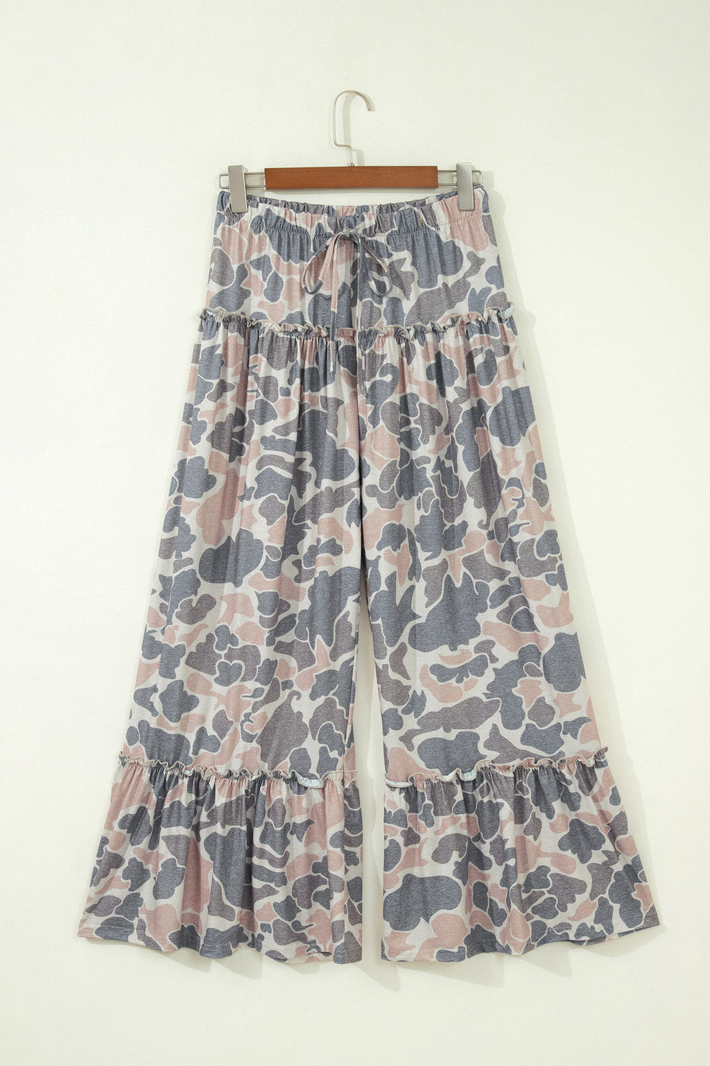 Multicolour Camo Print Wide Leg Casual Pants
