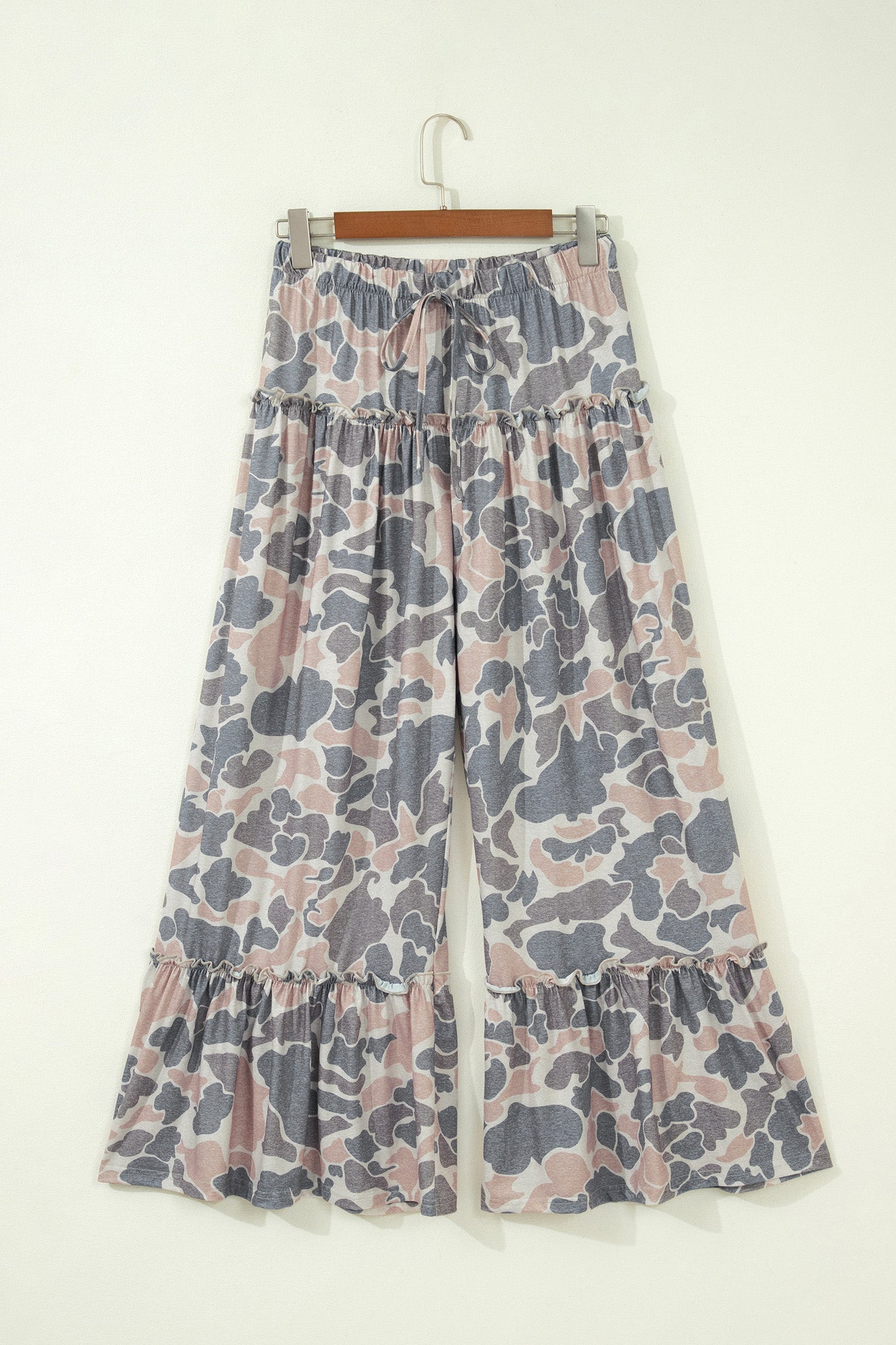 Multicolour Camo Print Wide Leg Casual Pants