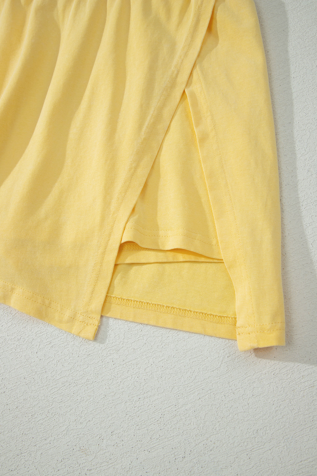 Yellow Cream 2 Pieces Mineral Wash Cotton Tank Top Lined Split Skort Set