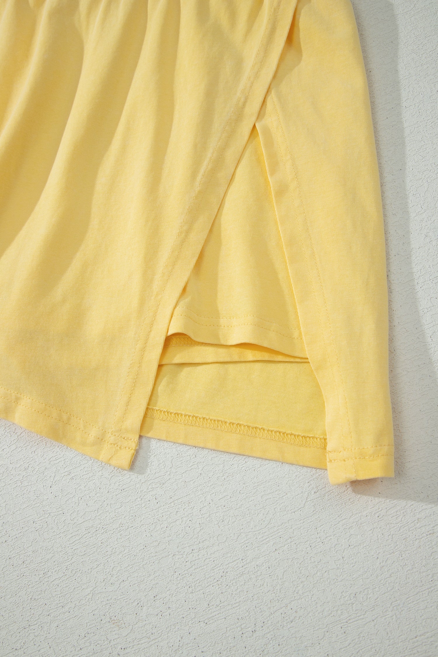 Yellow Cream 2 Pieces Mineral Wash Cotton Tank Top Lined Split Skort Set