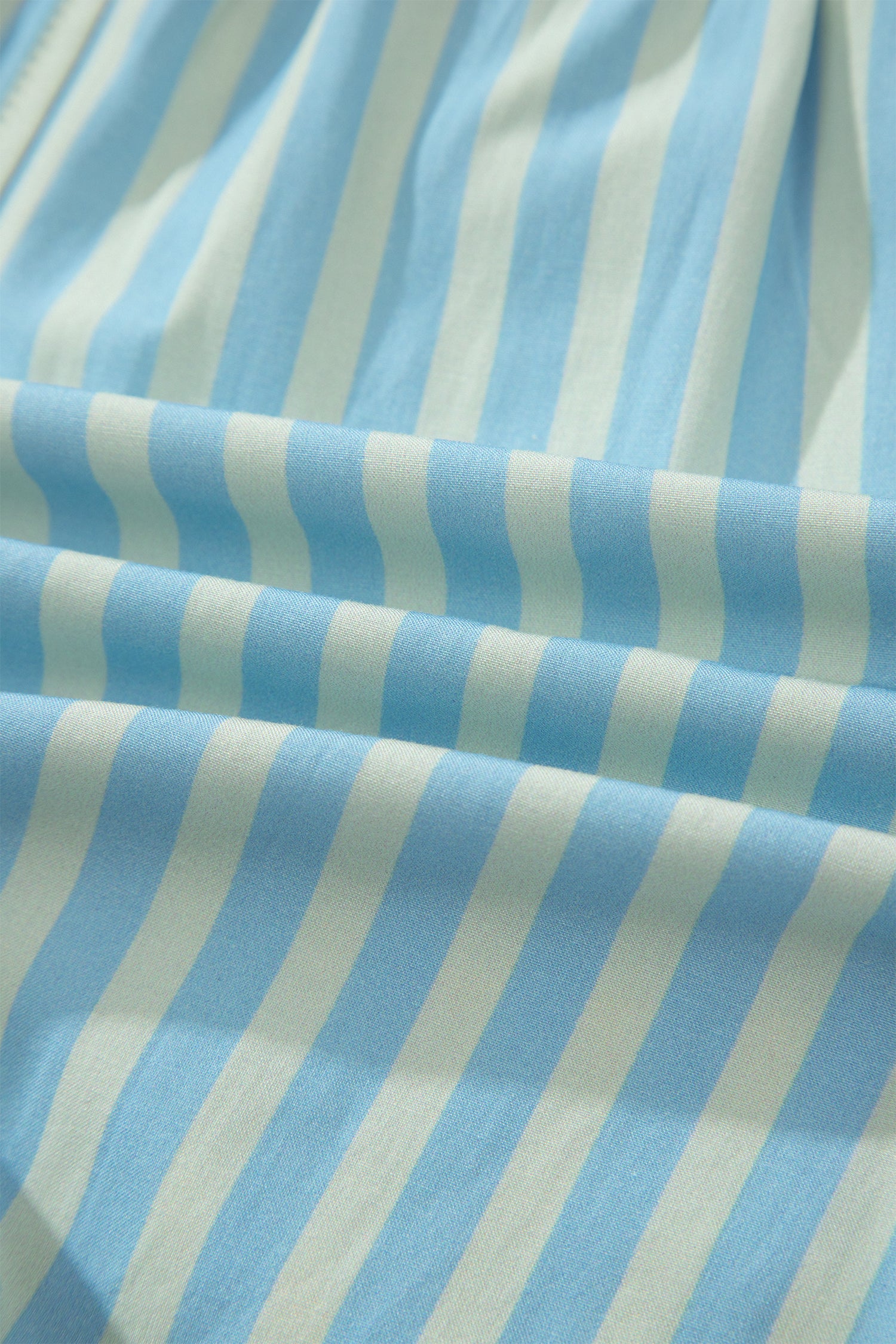 Sky Blue Stripe Elastic Waist Ruffle Trim Casual Shorts