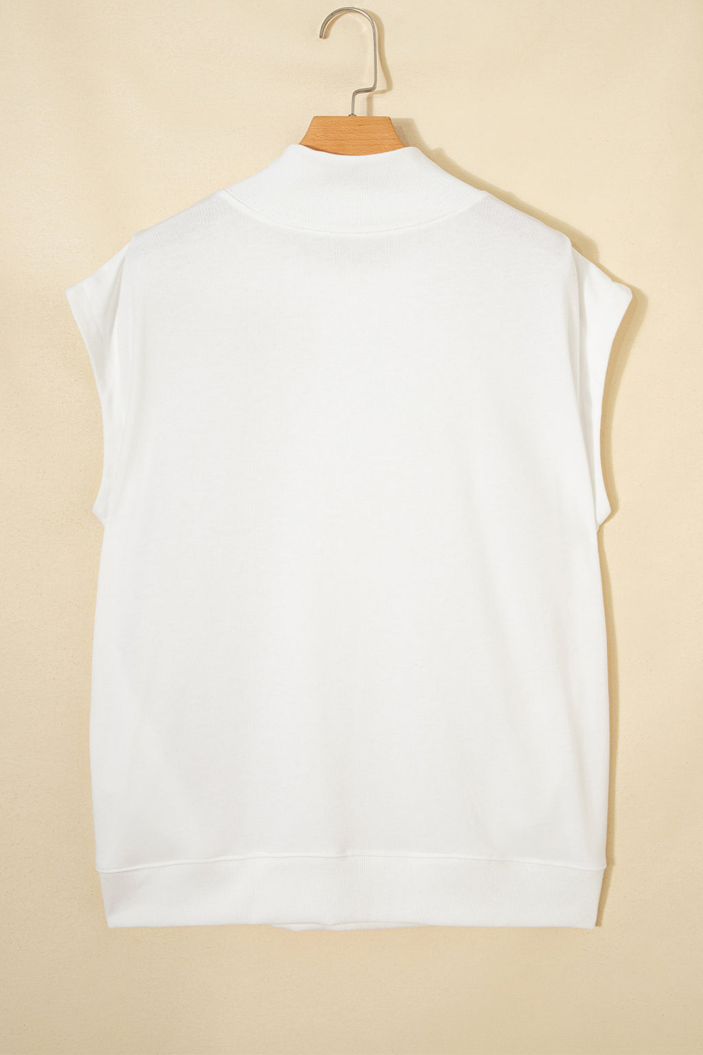 Orange Solid Color High Neck Cap Sleeve Loose Top