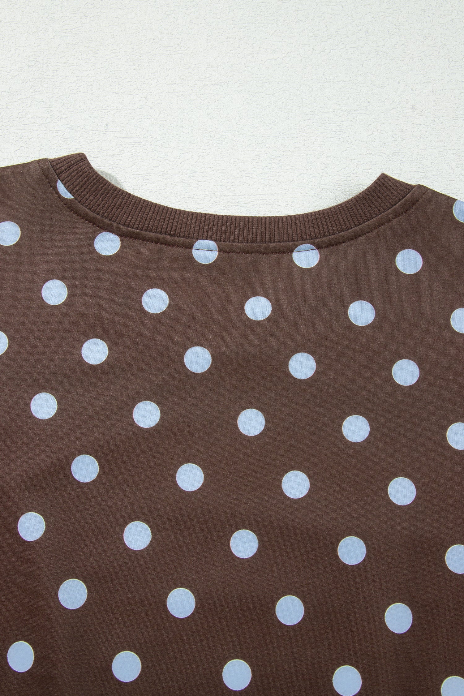 Brown Polka Dot Long Sleeve Pullover Embroidered Bow Detail 2pcs Skort Set