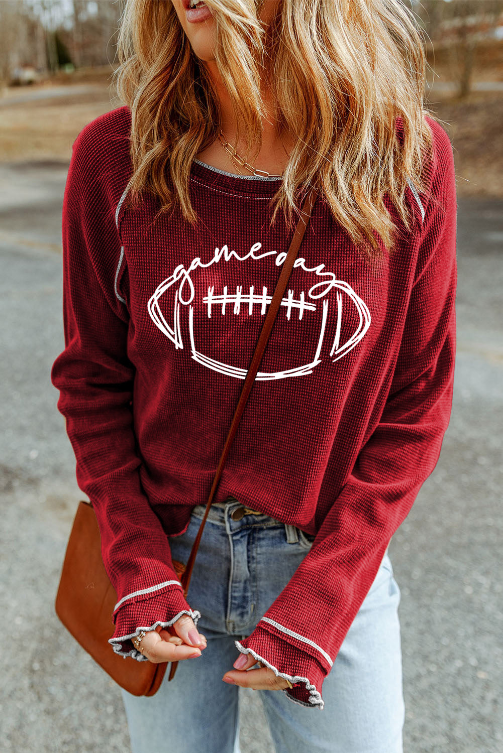 Game Day Football Graphic Thermal Knit Top