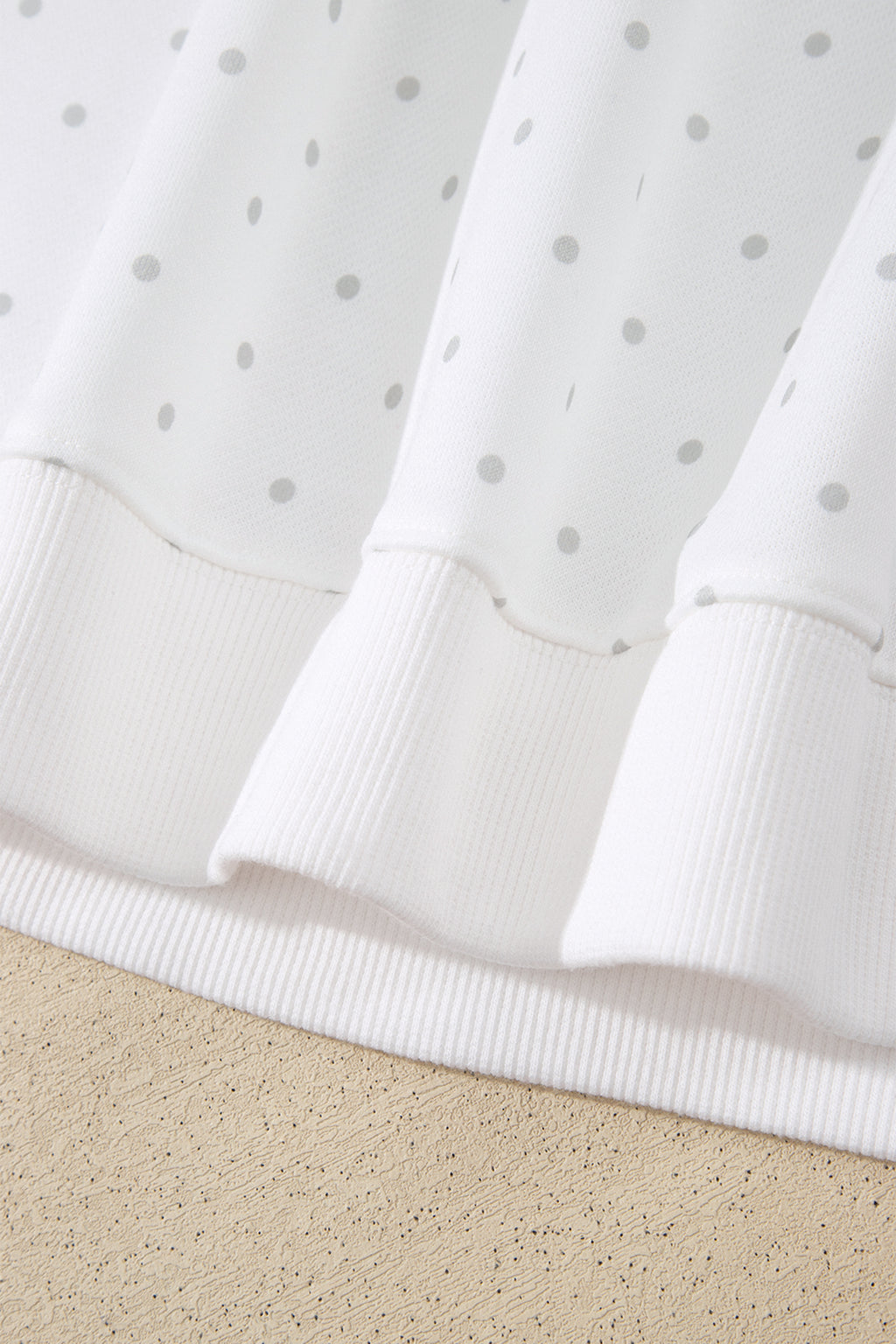 White Polka Dot Print Side Stripe Detail Casual Sweatshirt 2pcs Short Set