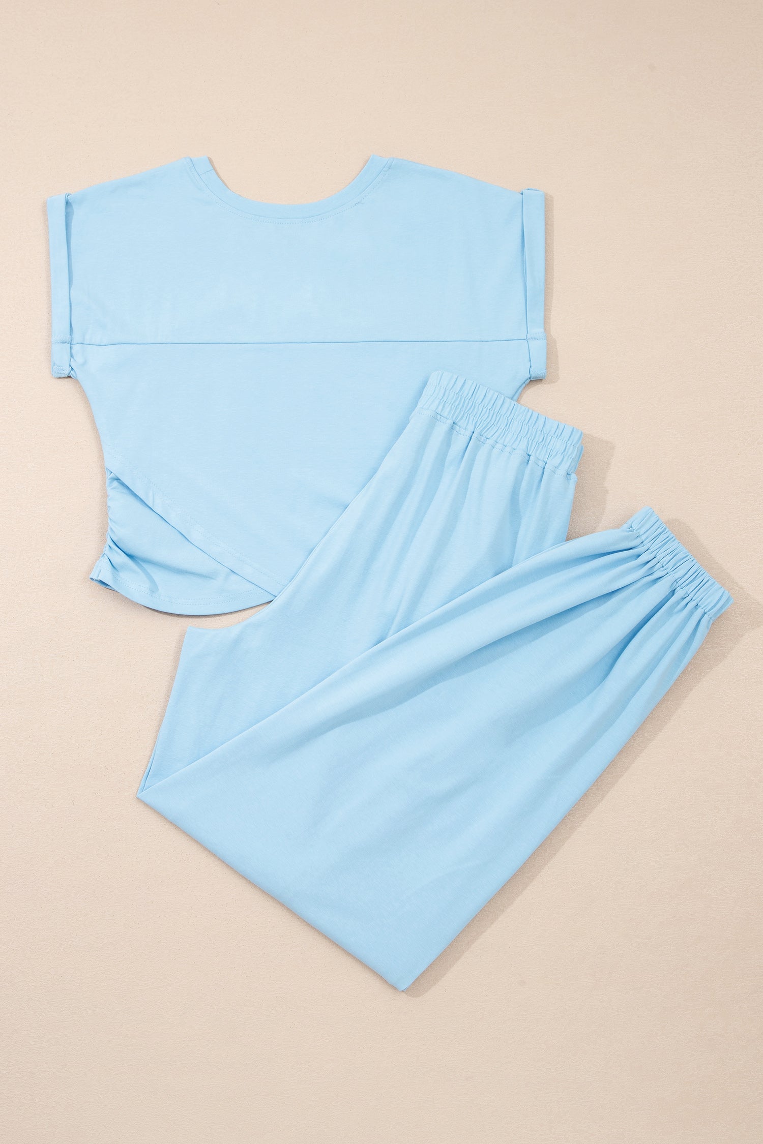 Moonlight Jade Solid Color Cropped Tank Top and Jogger Pants Set