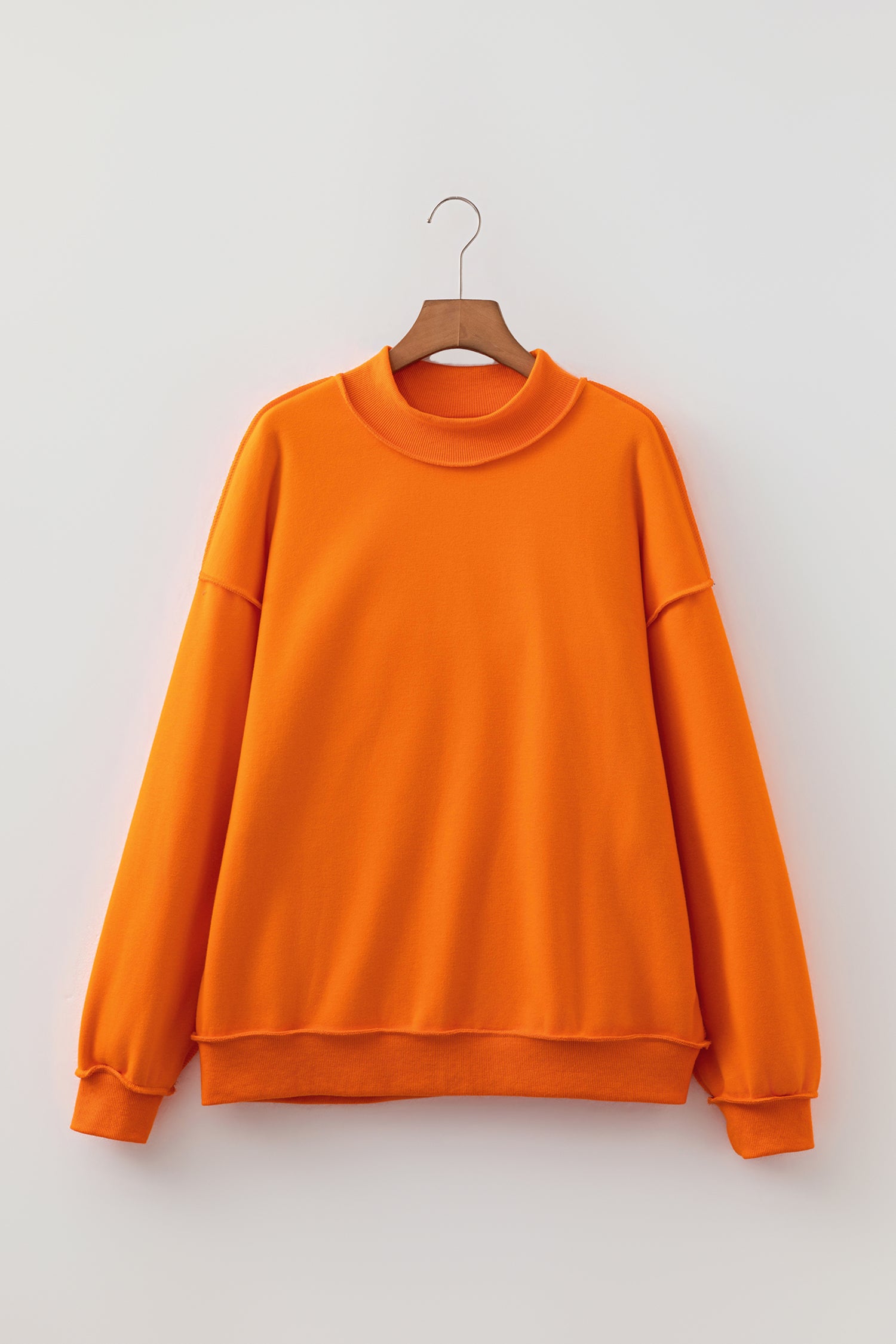 Red Dahlia Oversize Drop Shoulder Reversible Mock Neck Sweatshirt
