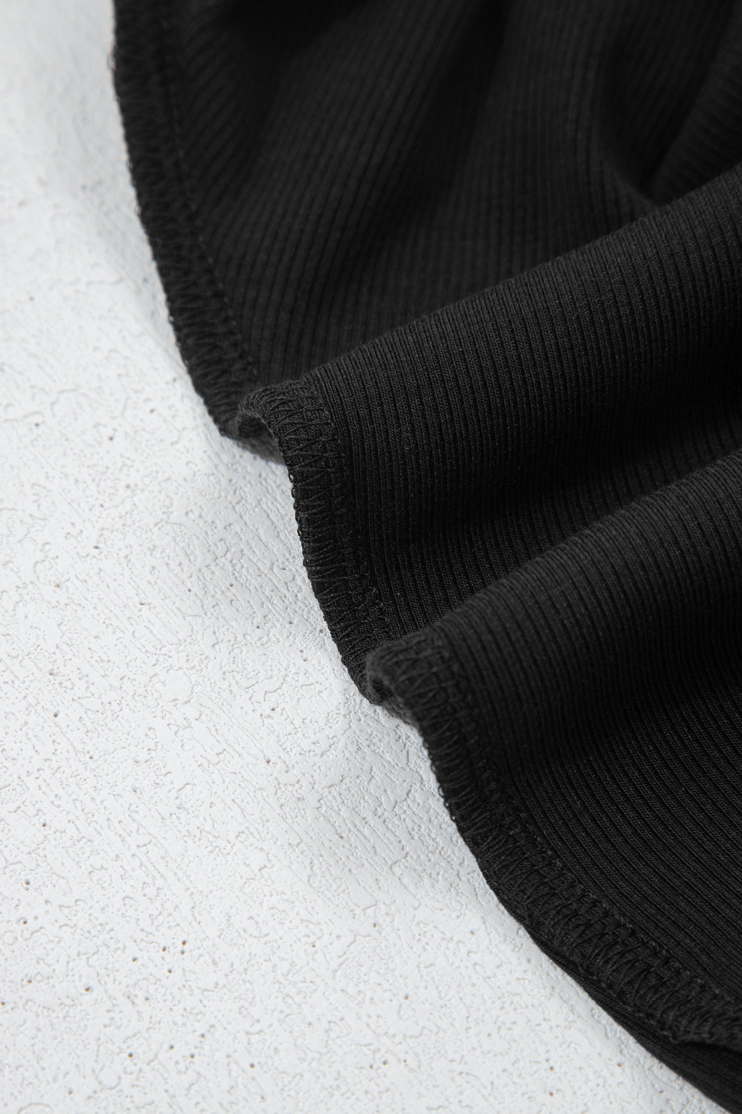 Black Solid Color Oversize Slit Sweatshirt Ribbed Leggings 2pcs Set