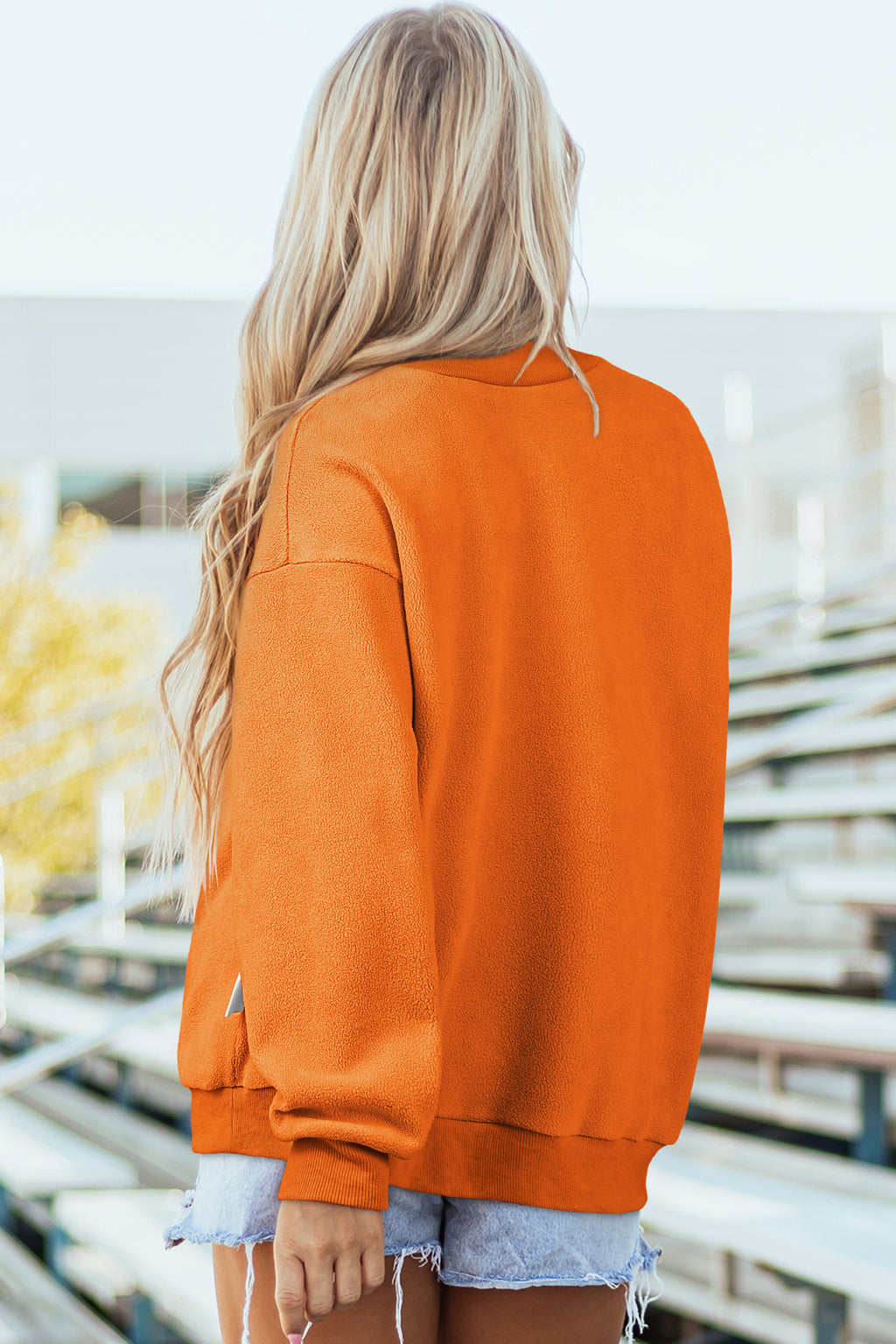 Red Dahlia Oversize Drop Shoulder Reversible Mock Neck Sweatshirt