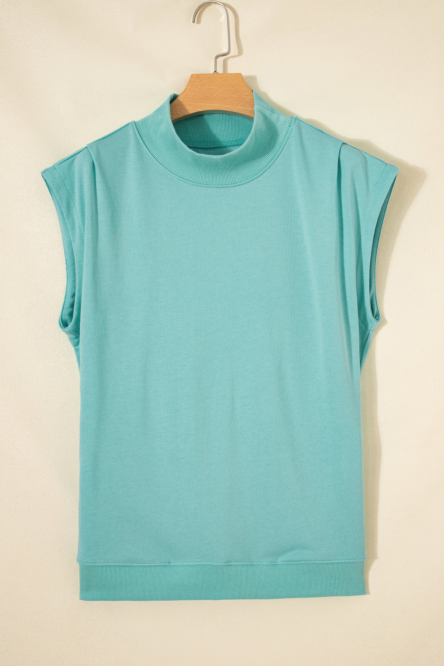 Orange Solid Color High Neck Cap Sleeve Loose Top
