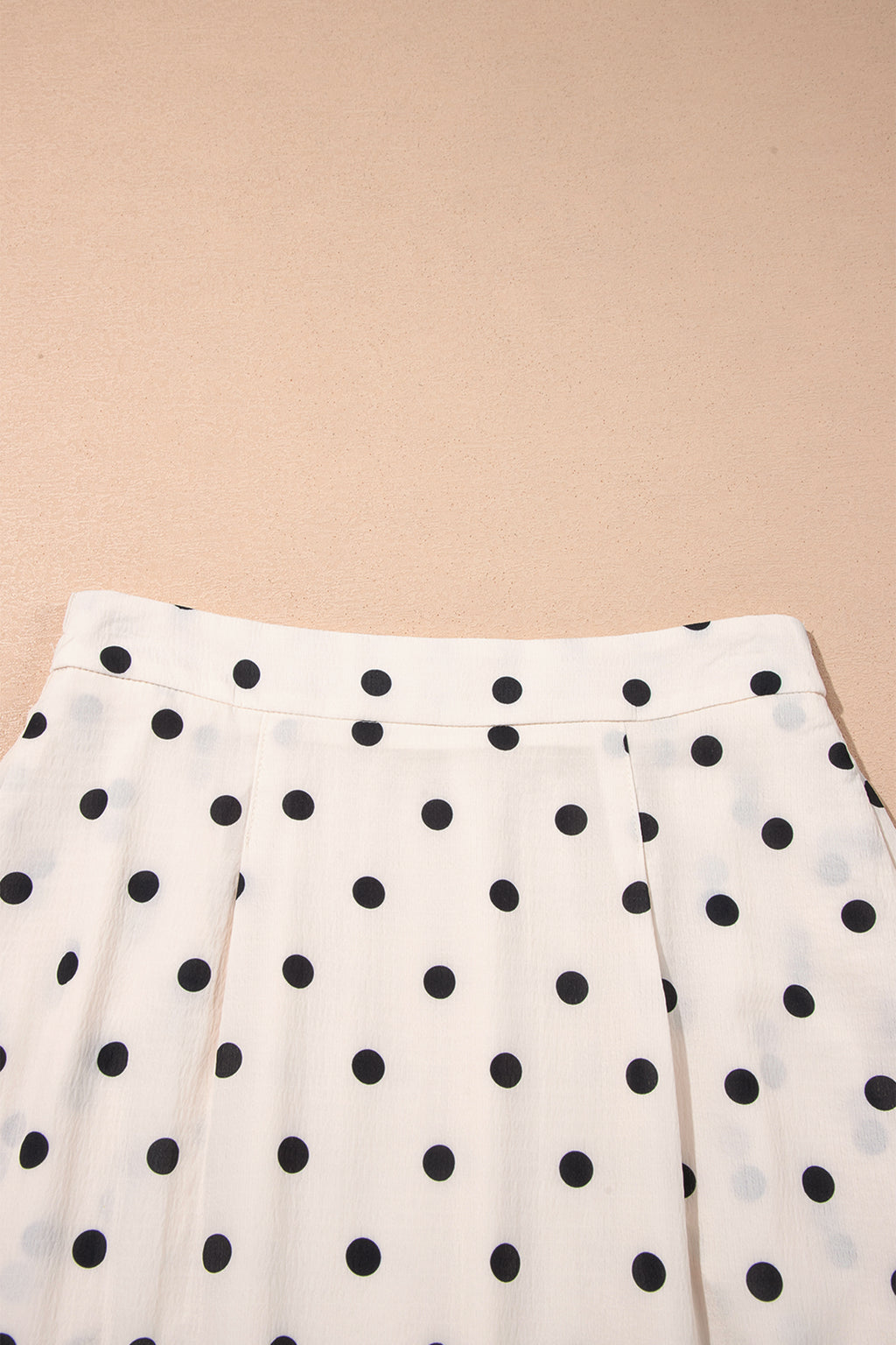 White Polka Dot Ruffled Slit Maxi Skirt