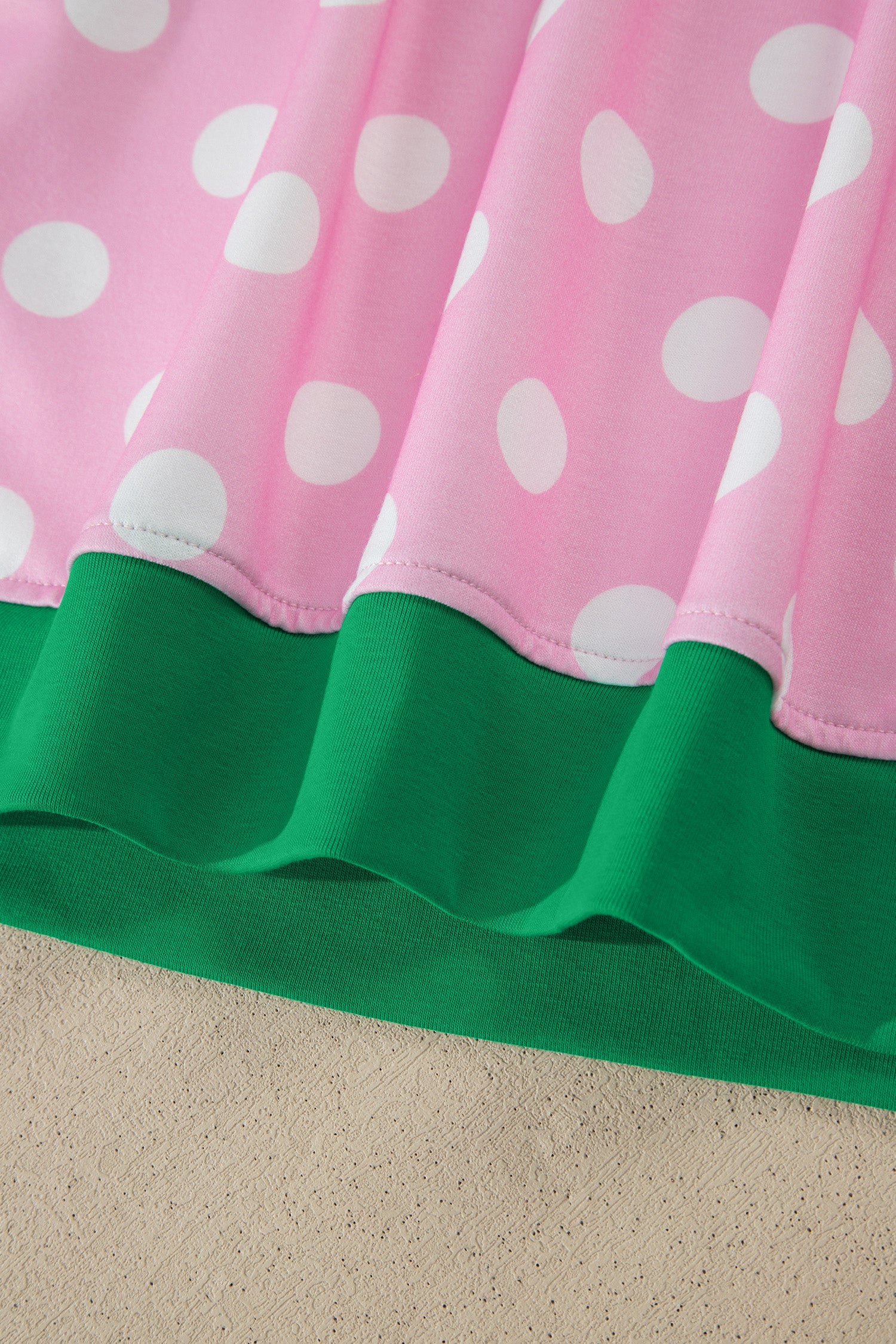 Pink Polka Dot Contrast Edge Casual Short Set