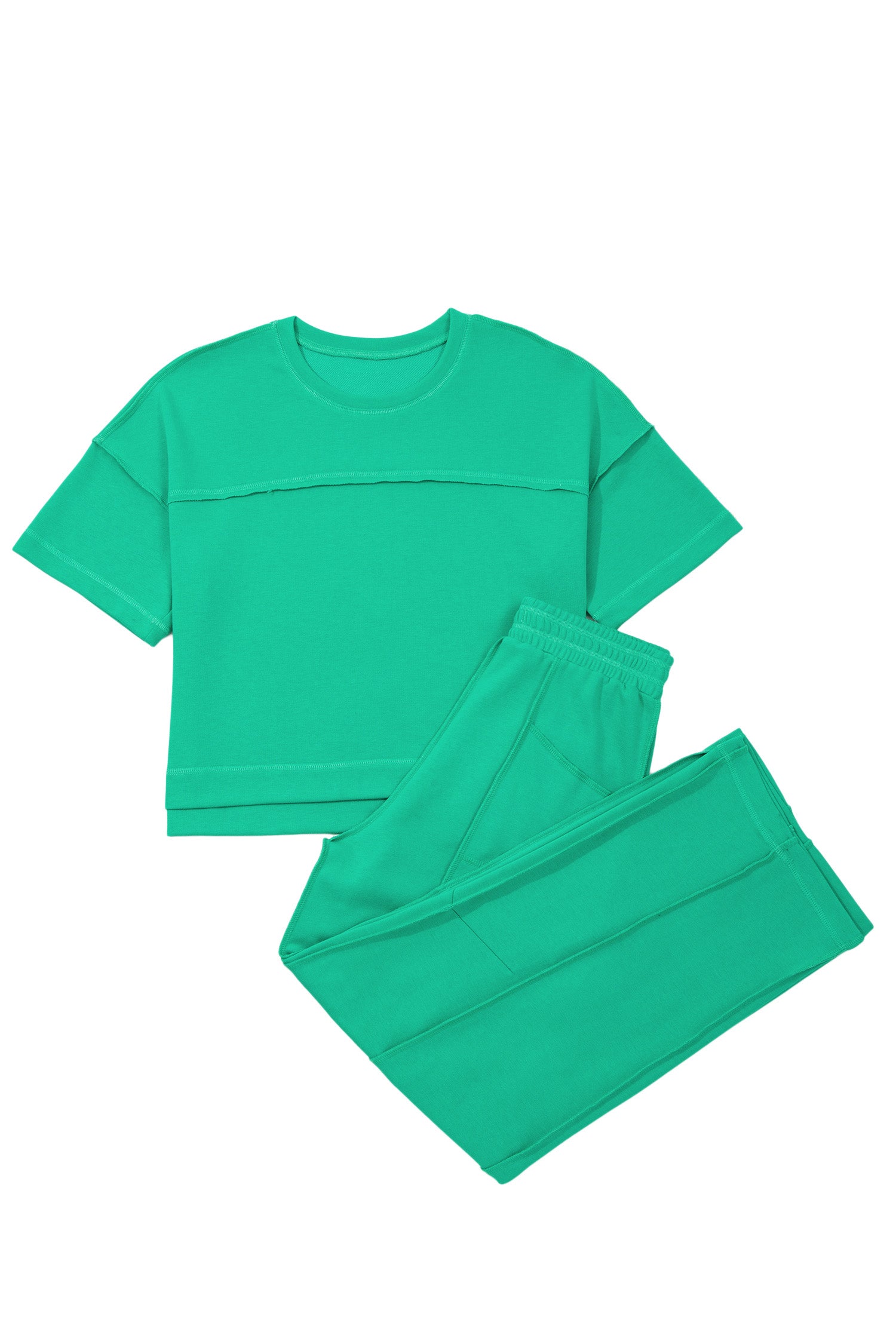Sky Blue Drop Shoulder Boxy Tee and Barrel Pants Set