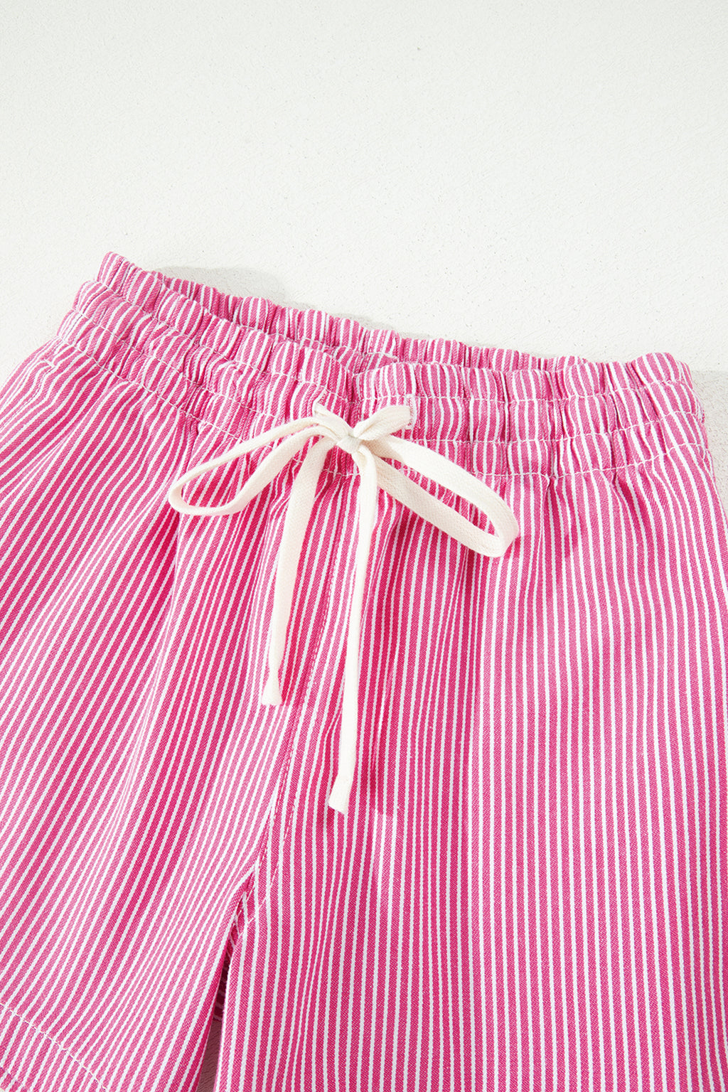 Sky Blue Stripe Drawstring Elastic Waist Casual Denim Shorts
