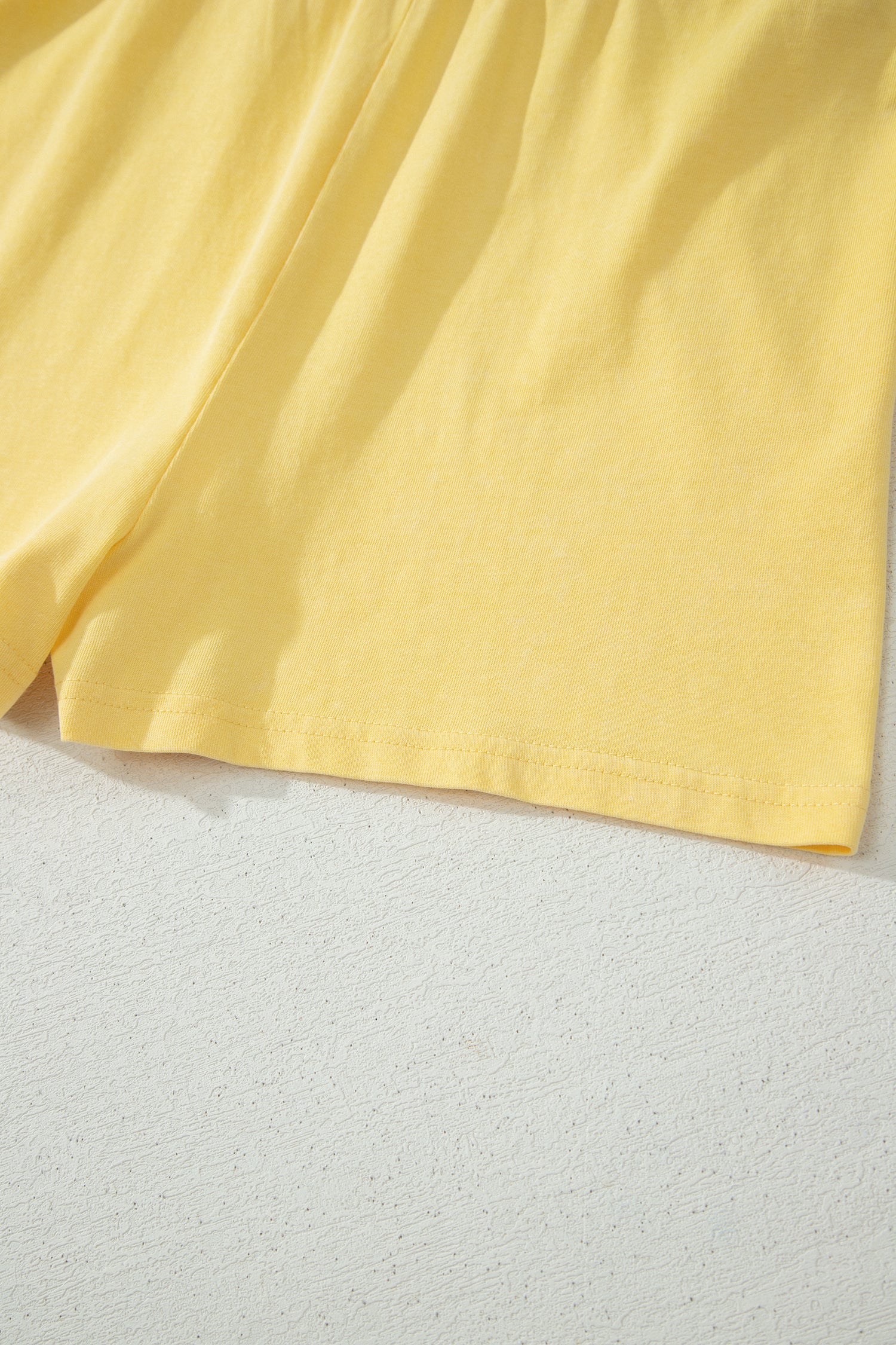 Yellow Cream 2 Pieces Mineral Wash Cotton Tank Top Lined Split Skort Set