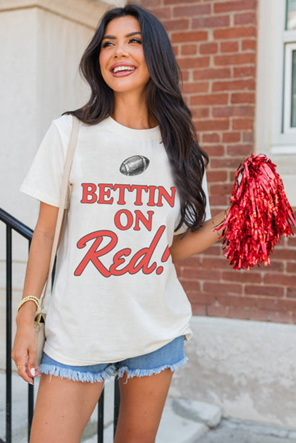 Football BETTIN ON Blue Graphic Crewneck T Shirt