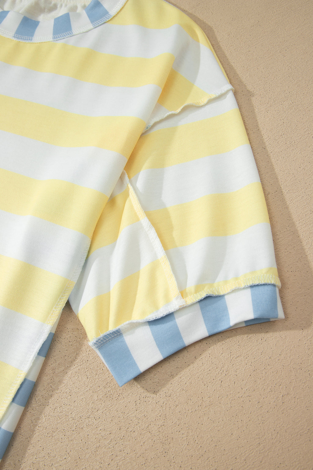 Pink Stripe Exposed Seam Contrast Patchwork Oversized Top