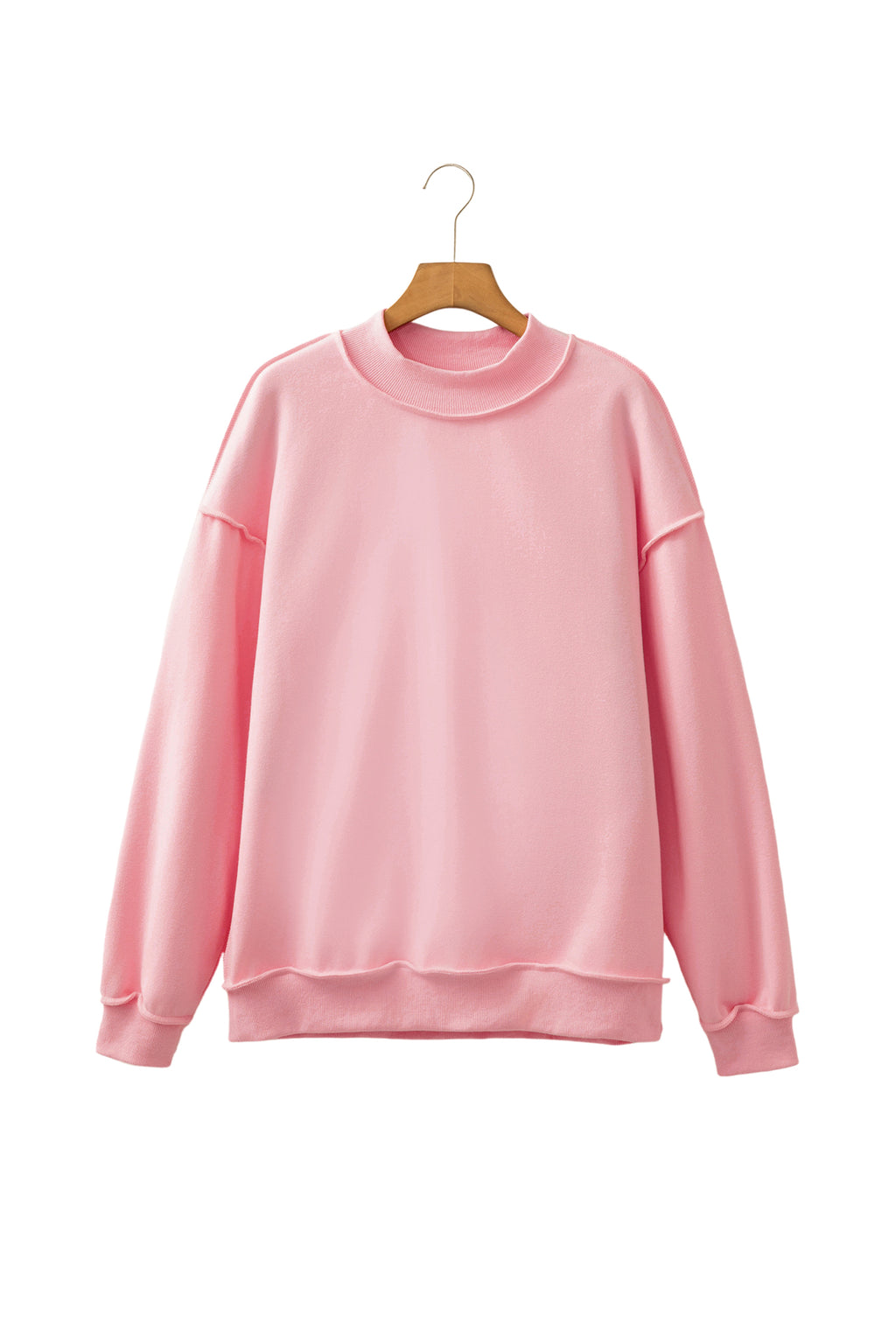 Red Dahlia Oversize Drop Shoulder Reversible Mock Neck Sweatshirt