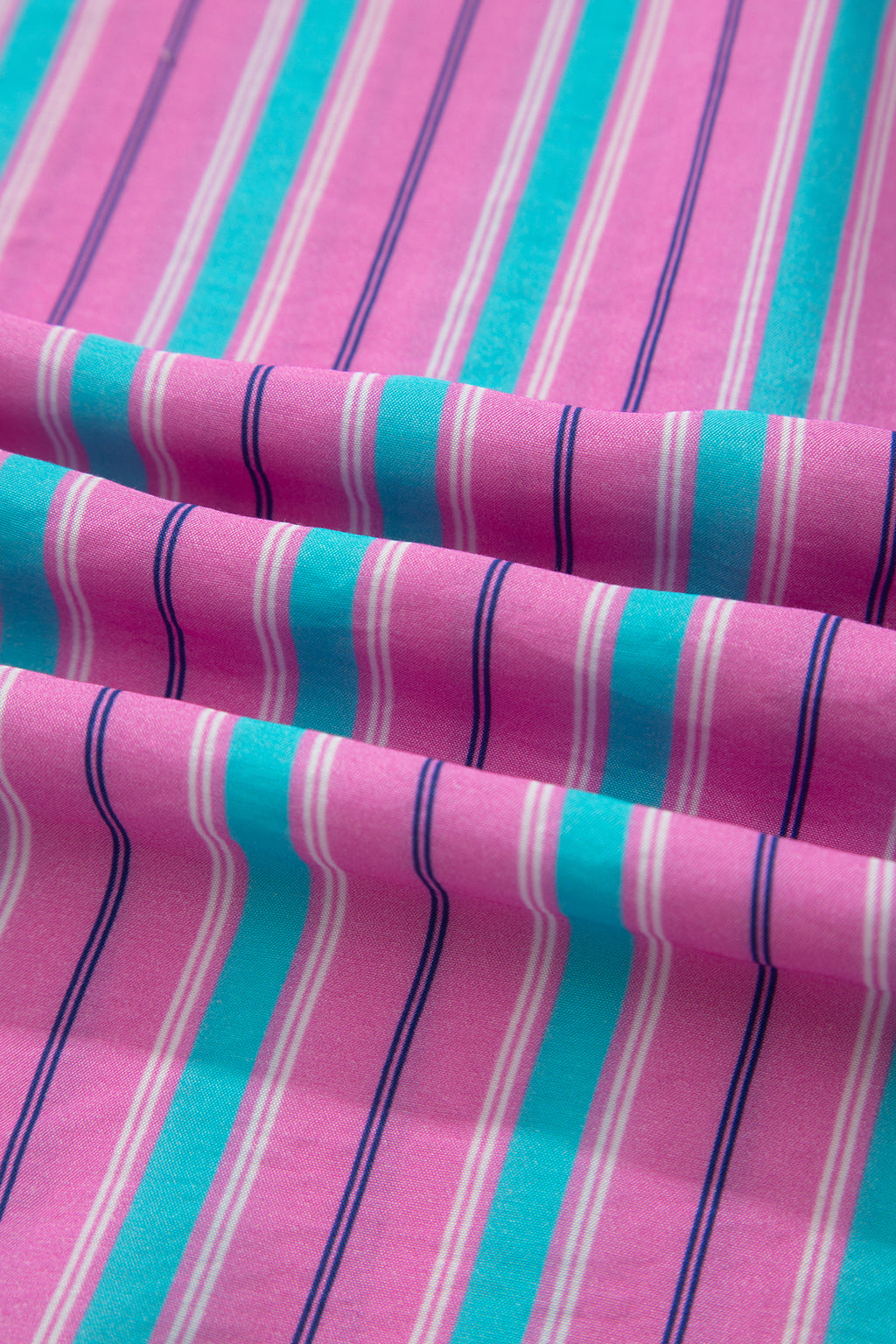 Pink Stripe Dolman Short Sleeve Blouse Drawstring Elastic Waist Loose Short Set