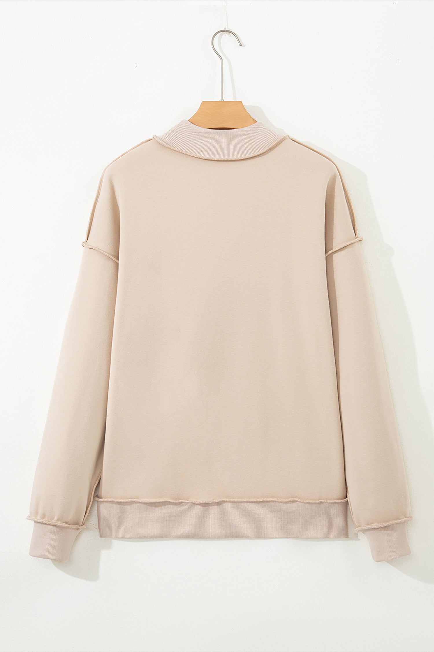 Apricot Oversize Drop Shoulder Reversible Mock Neck Sweatshirt