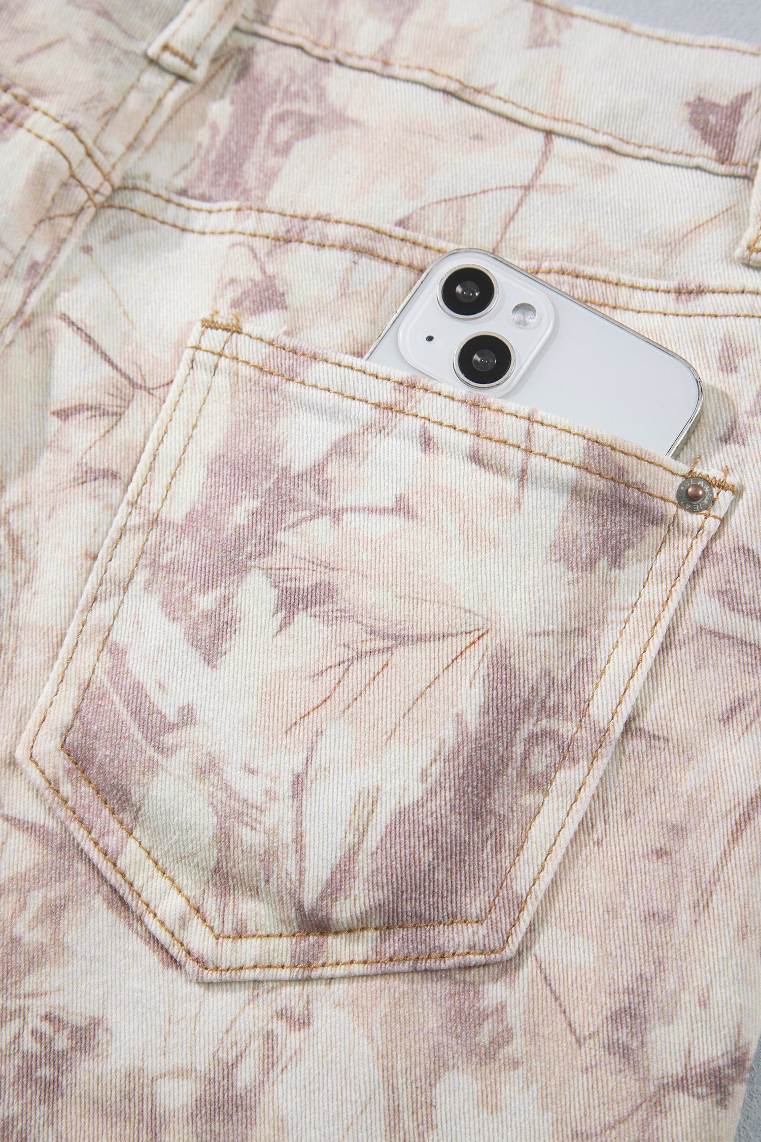 Khaki Woodland Camo Tummy Control Denim Wide Leg Jeans