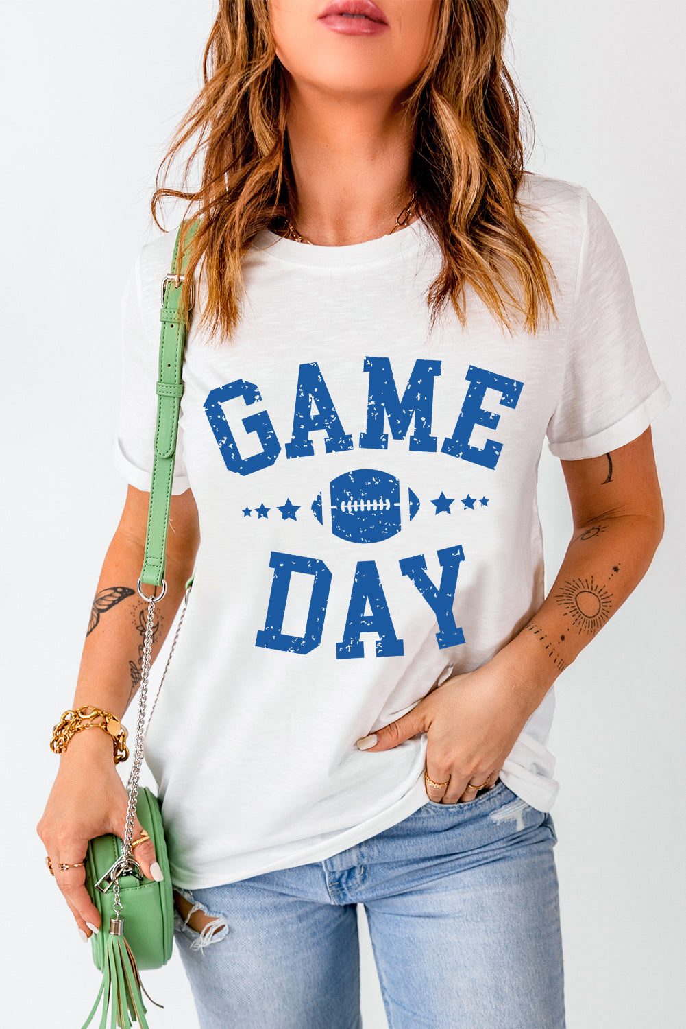 GAME DAY Football Graphic Crewneck T Shirt