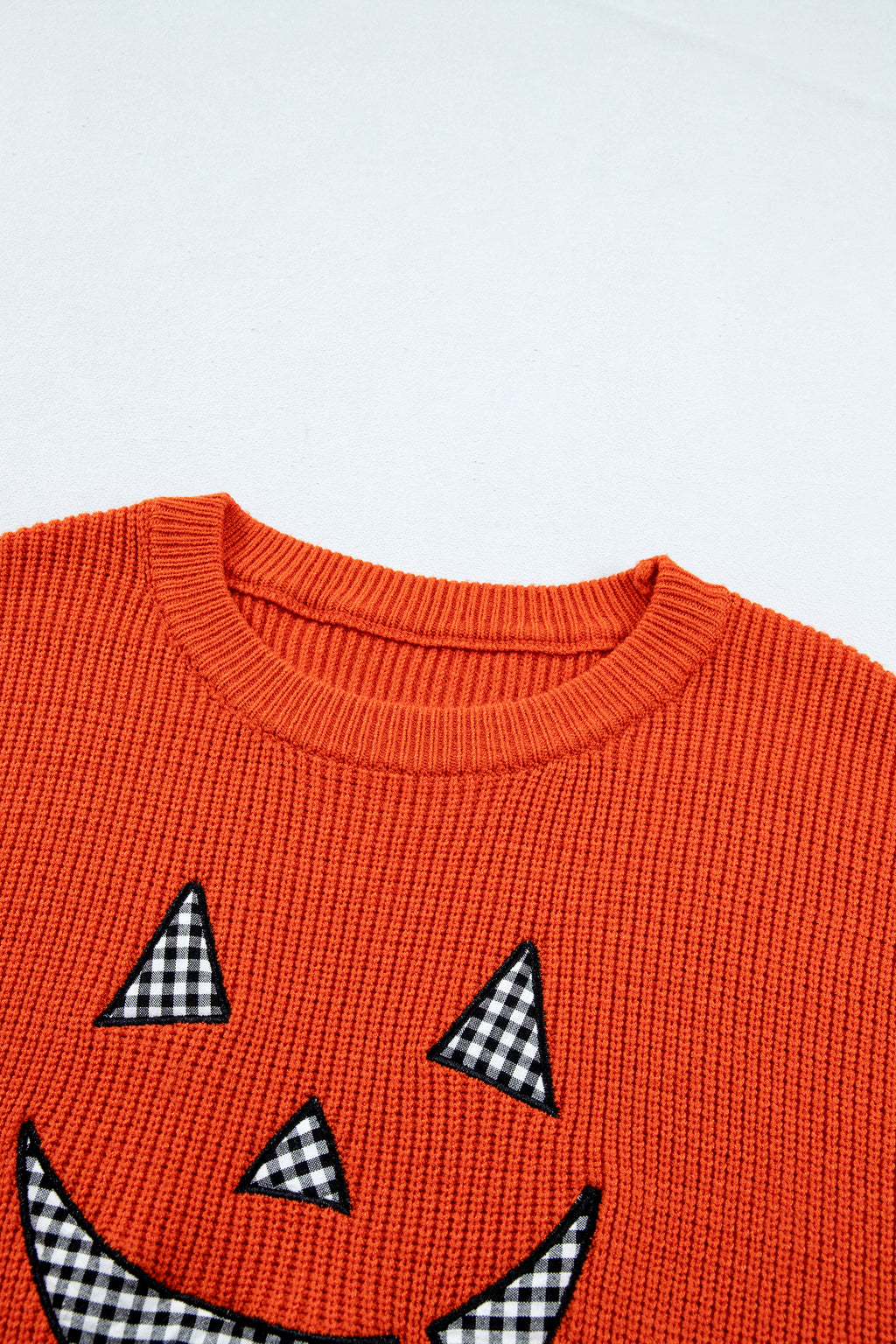 Orange Drop Shoulder Long Sleeve Round Neck Halloween Sweater