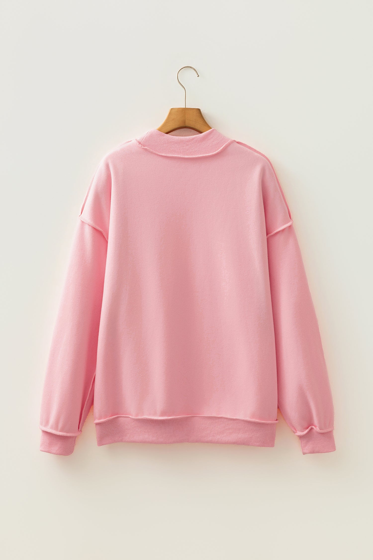 Red Dahlia Oversize Drop Shoulder Reversible Mock Neck Sweatshirt
