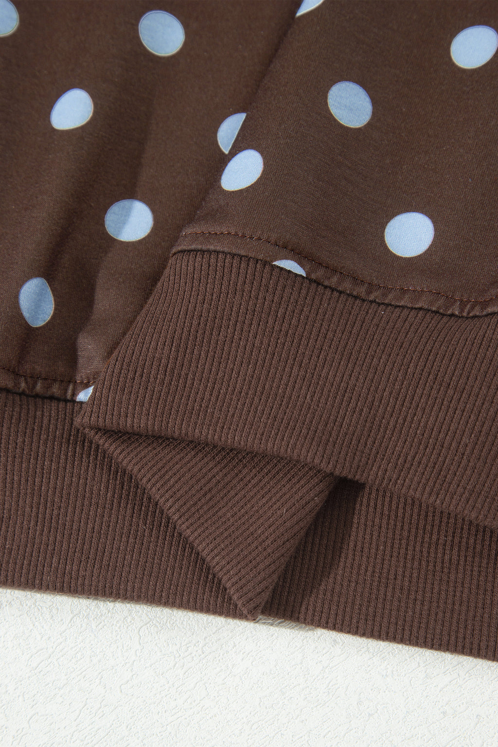 Brown Polka Dot Long Sleeve Pullover Embroidered Bow Detail 2pcs Skort Set