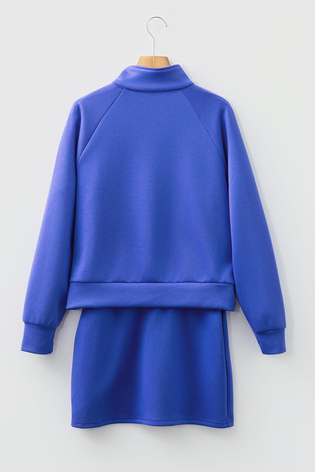 Dark Blue Half Zip Sporty Pullover Mini Skort 2pcs Outfit
