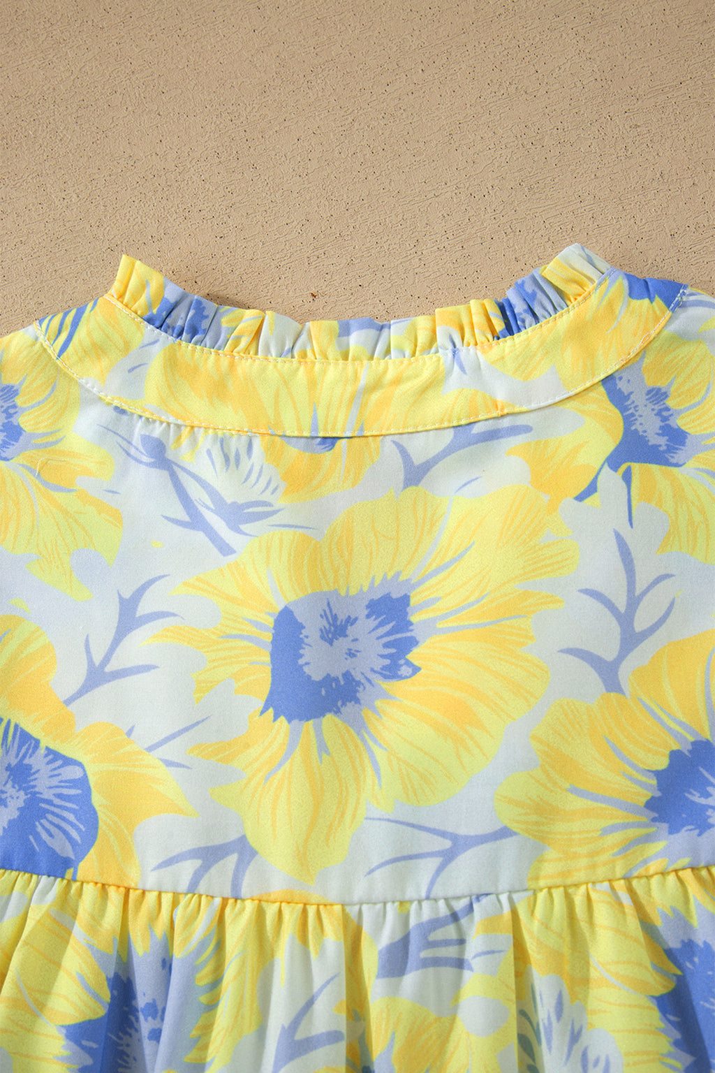 Green Short Bubble Sleeve Summer Floral Blouse