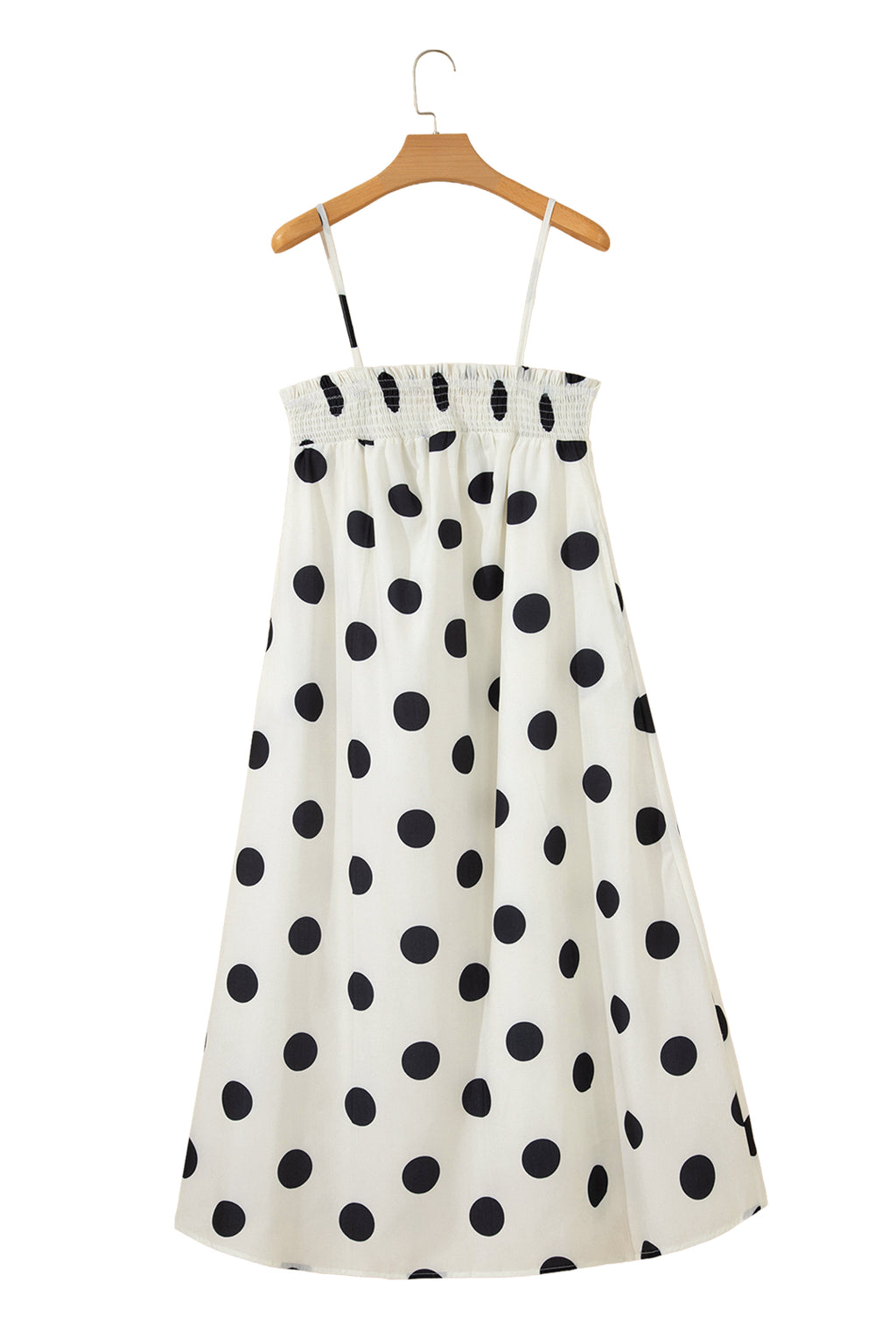 White Polka Dot Spaghetti Straps Maxi Dress